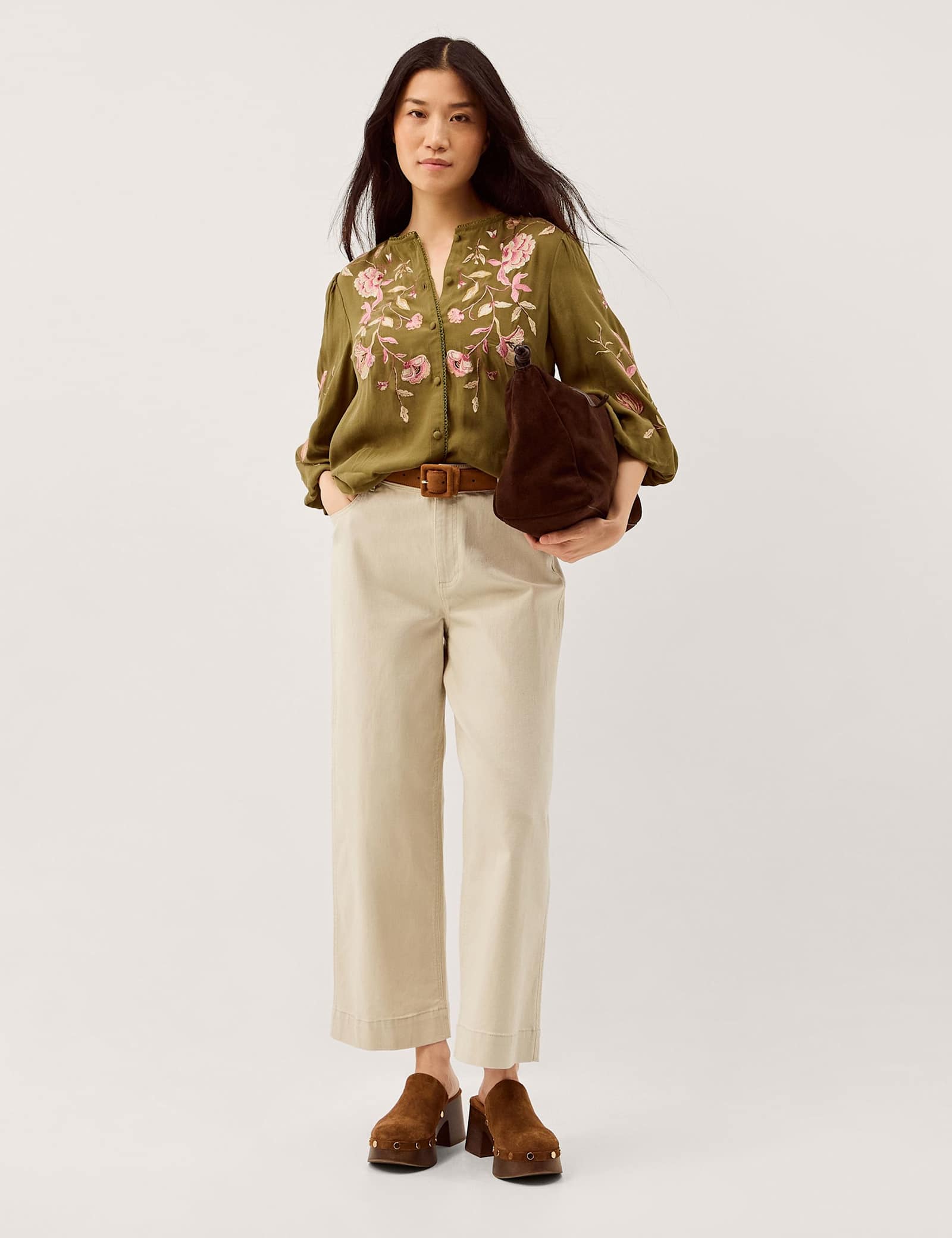 Floral Embroidered Blouson Sleeve Top - image 5