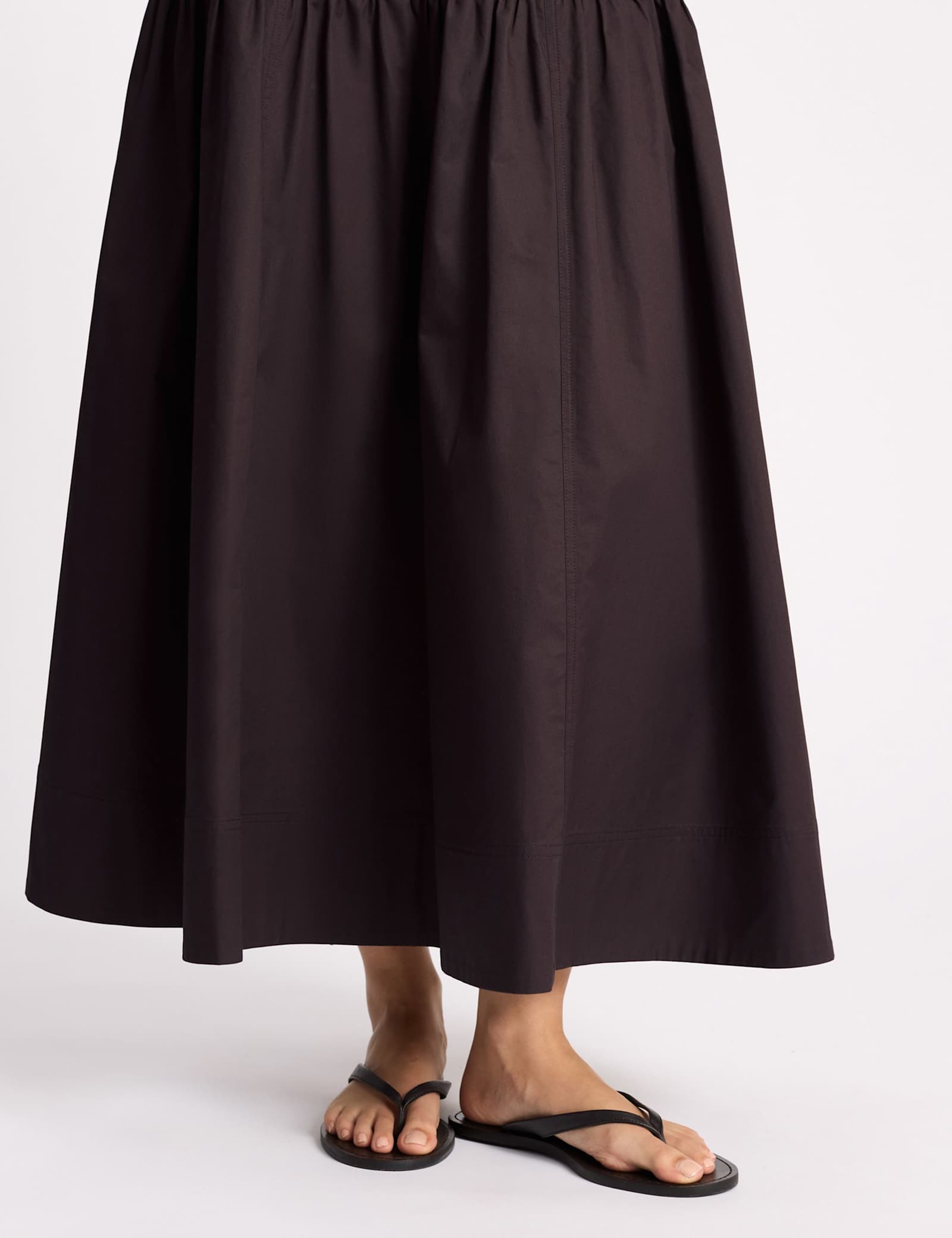 Pure Cotton Sateen Midi A-Line Skirt - image 3
