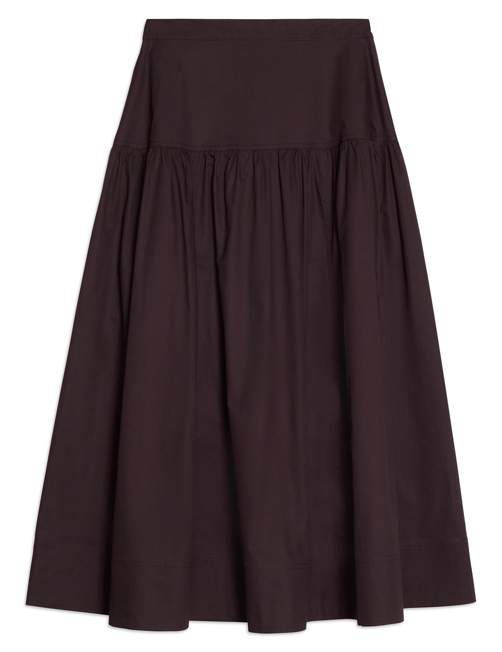 Pure Cotton Sateen Midi A-Line Skirt - image 1