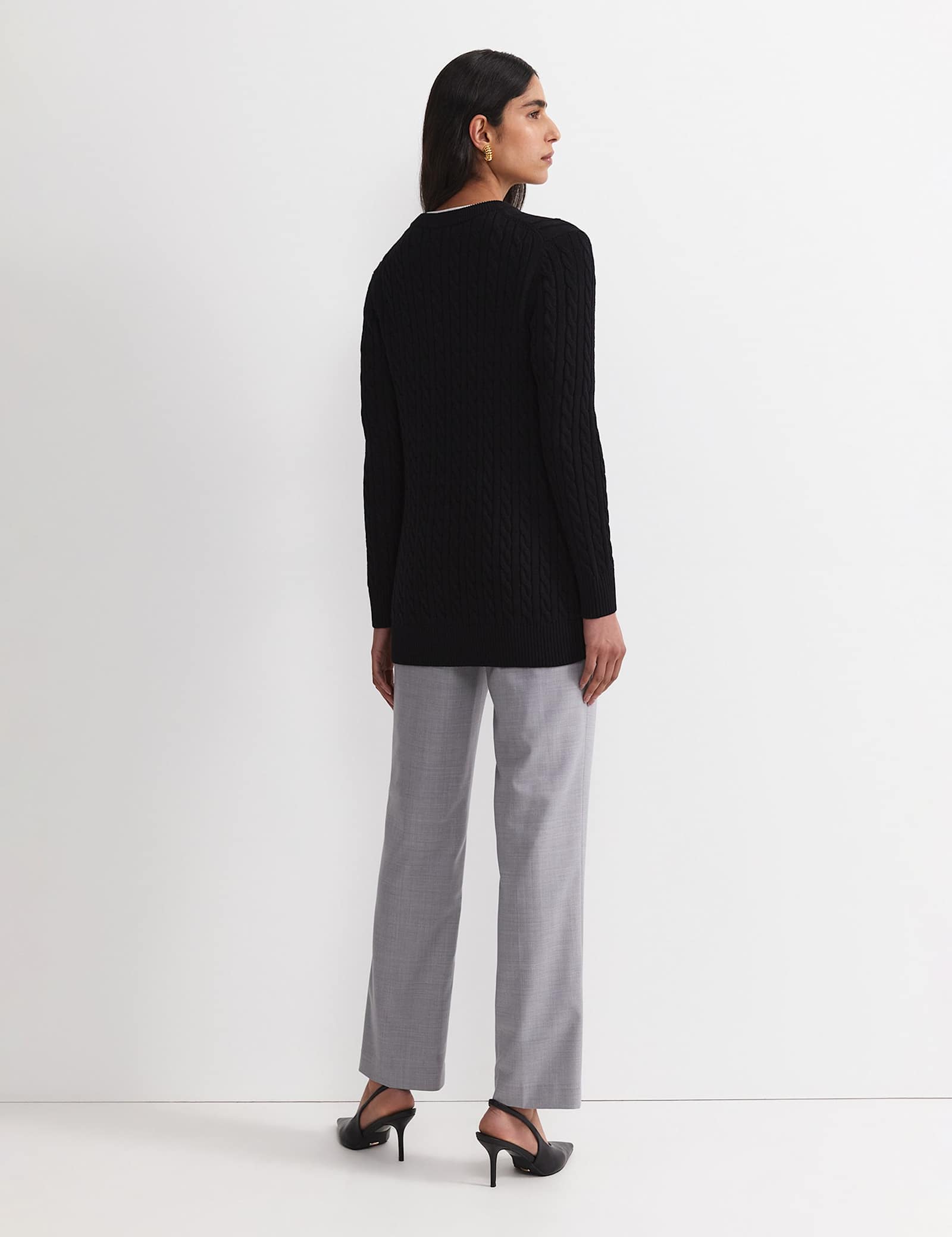 Wool Blend Cable Knit Longline Cardigan - image 3