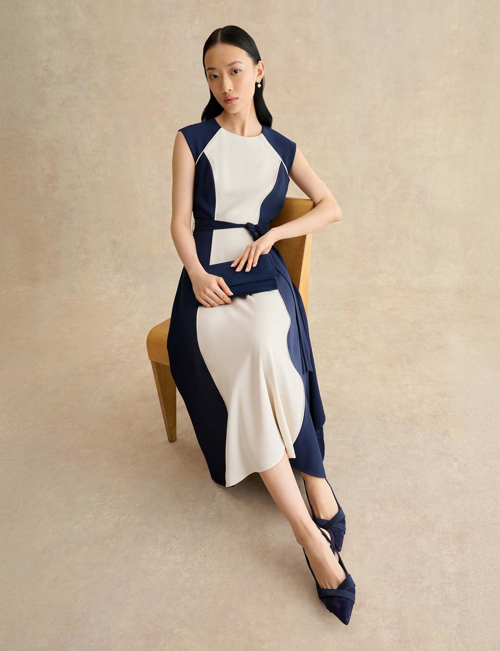 Colour Block Midi Skater Dress - image 3