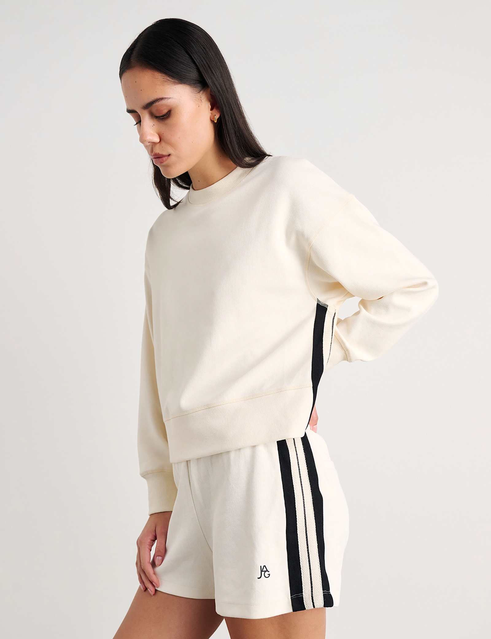 Cotton Blend Side Stripe Drawstring Shorts - image 5