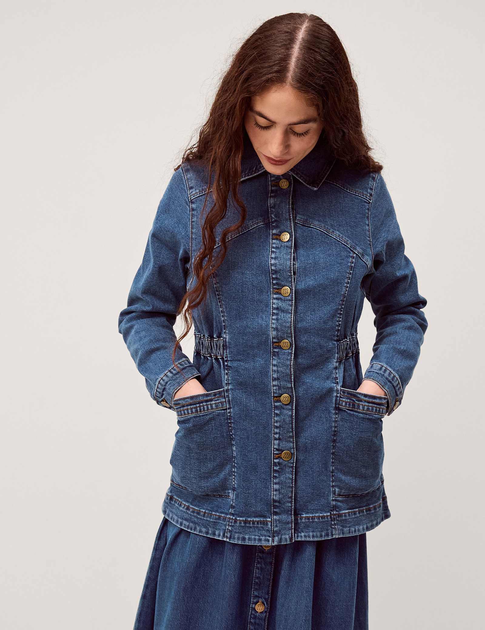 Denim Collared Jacket - image 2