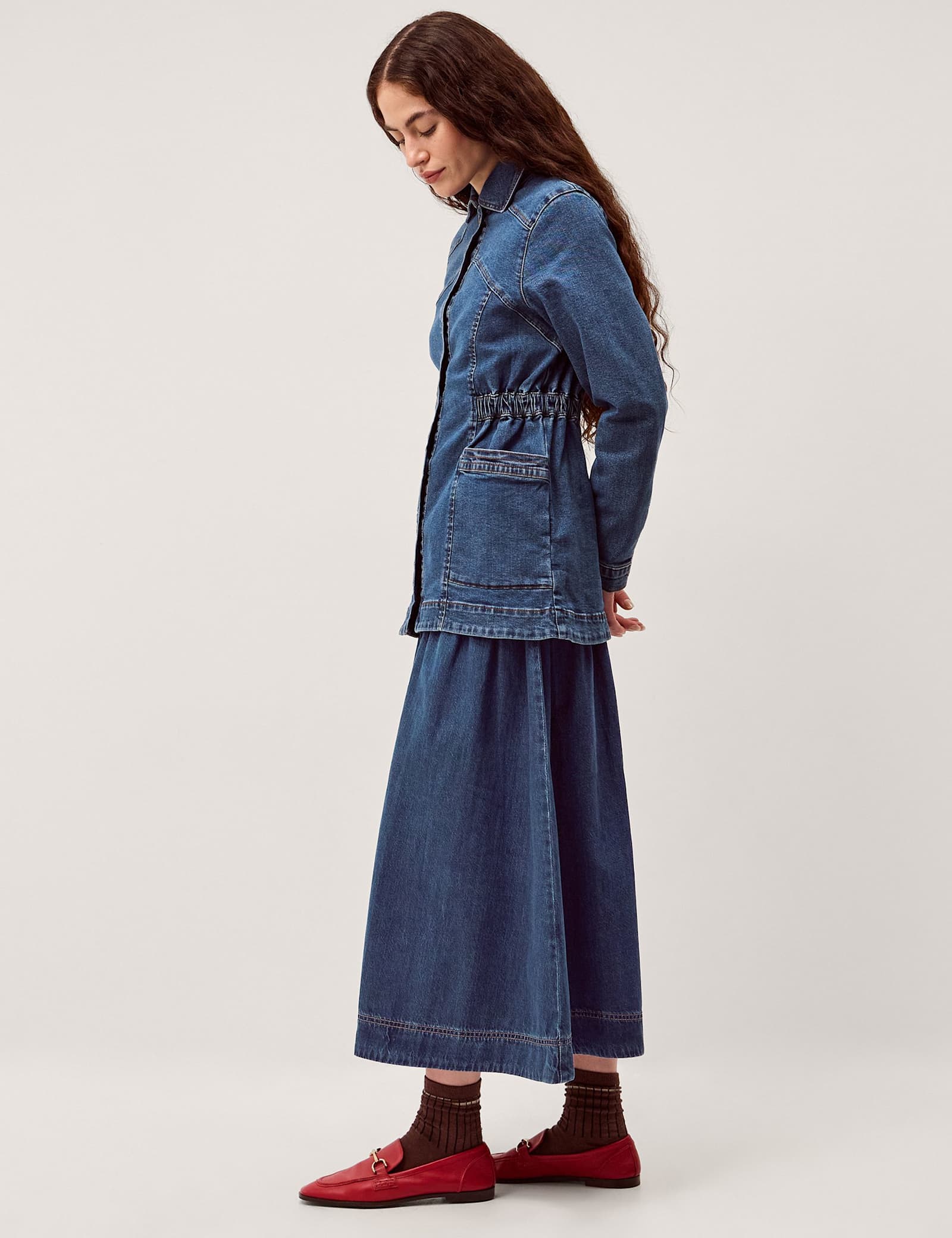 Denim Collared Jacket - image 5