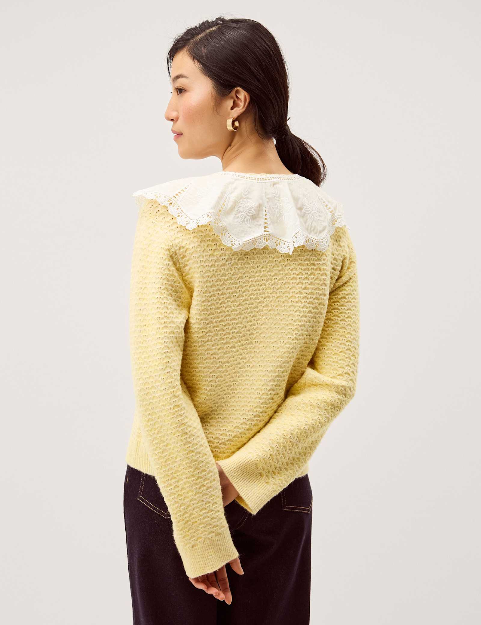 Collared Lace Detail Cardigan - image 3