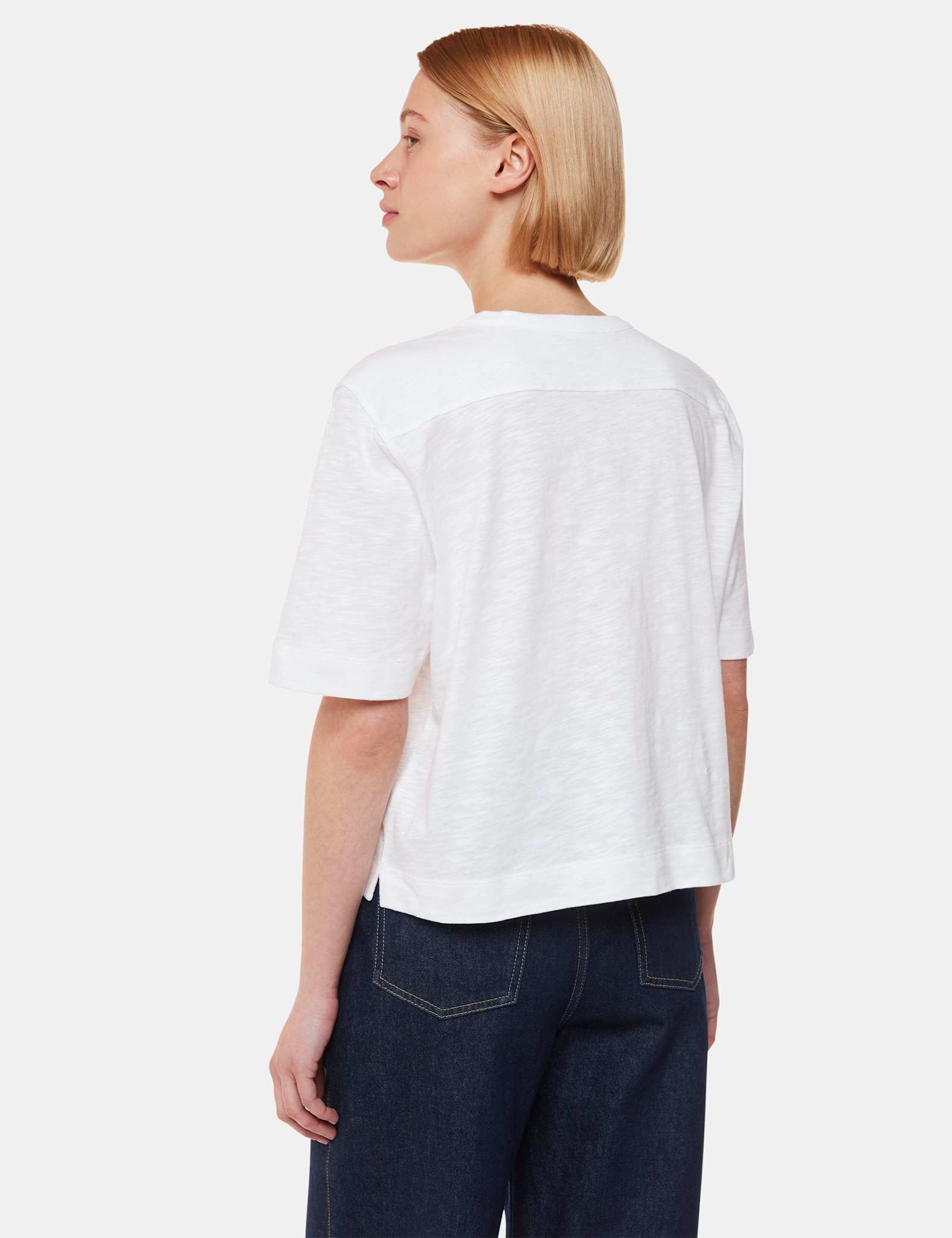 Ella Pure Cotton V-Neck Button Through T-Shirt - image 3
