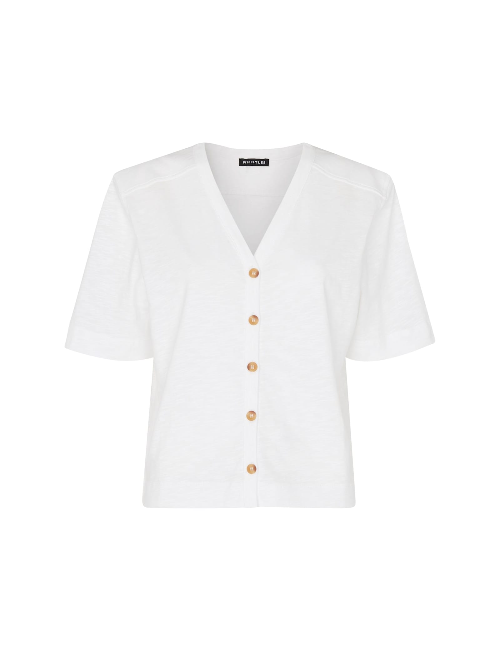 Ella Pure Cotton V-Neck Button Through T-Shirt - image 1