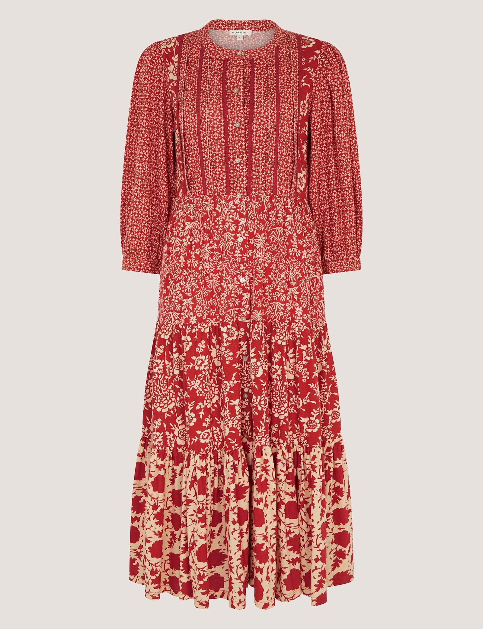 Jersey Floral Midi Tiered Dress - image 1