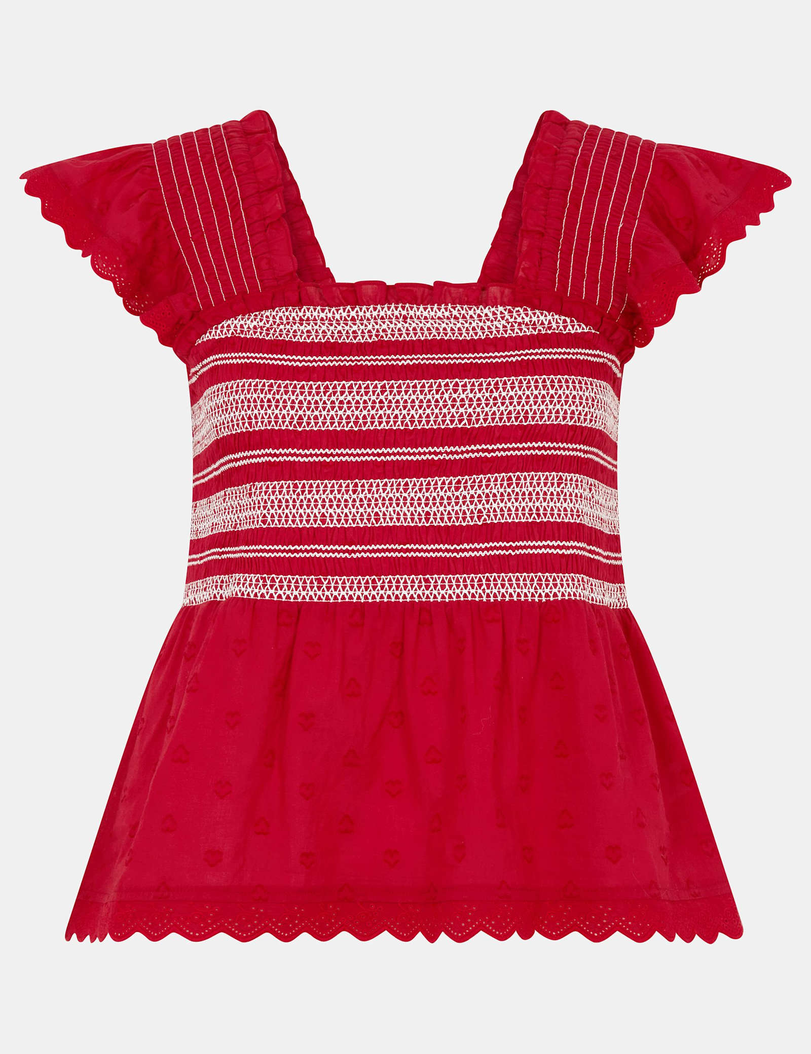 Pure Cotton Smocked Frill Shoulder Top - image 1