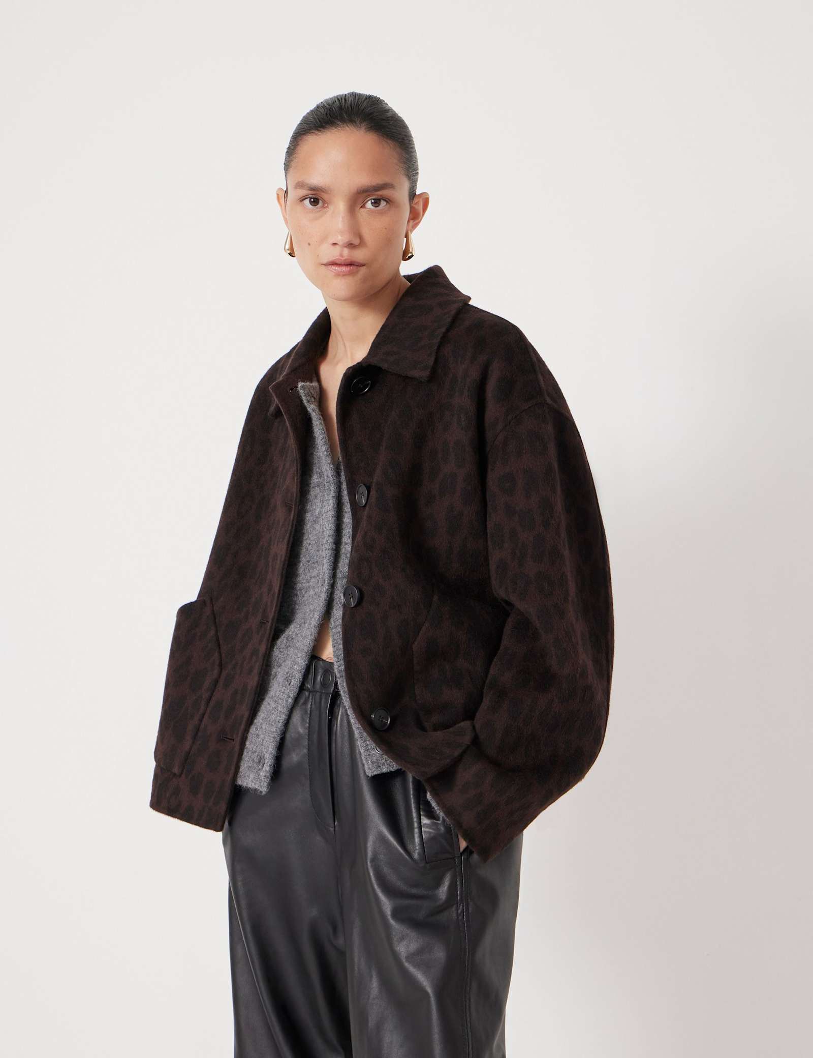 Pure Wool Leopard Print Double Faced Jacket - image 2