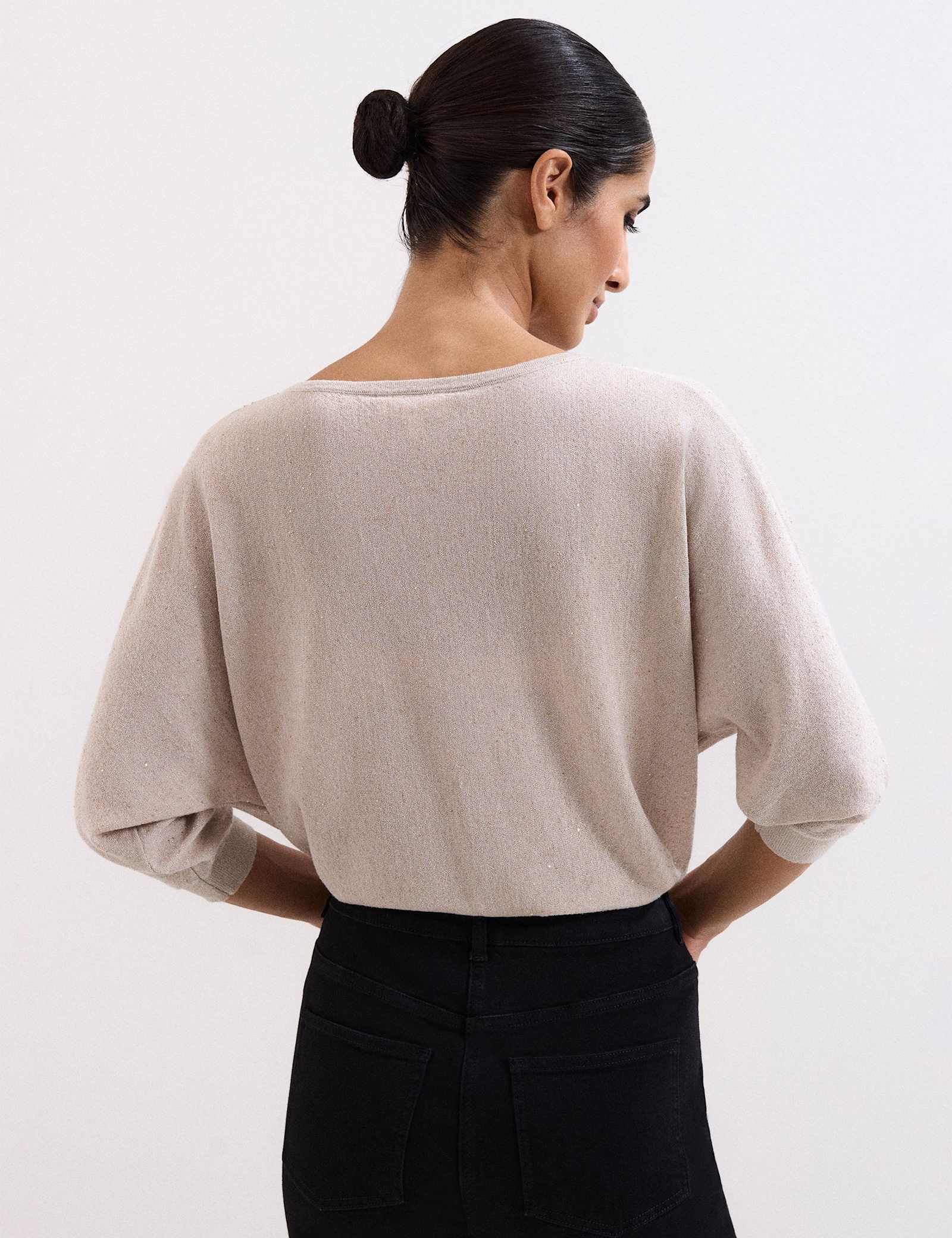 Sequin Slash Neck Batwing Sleeve Jumper - image 5