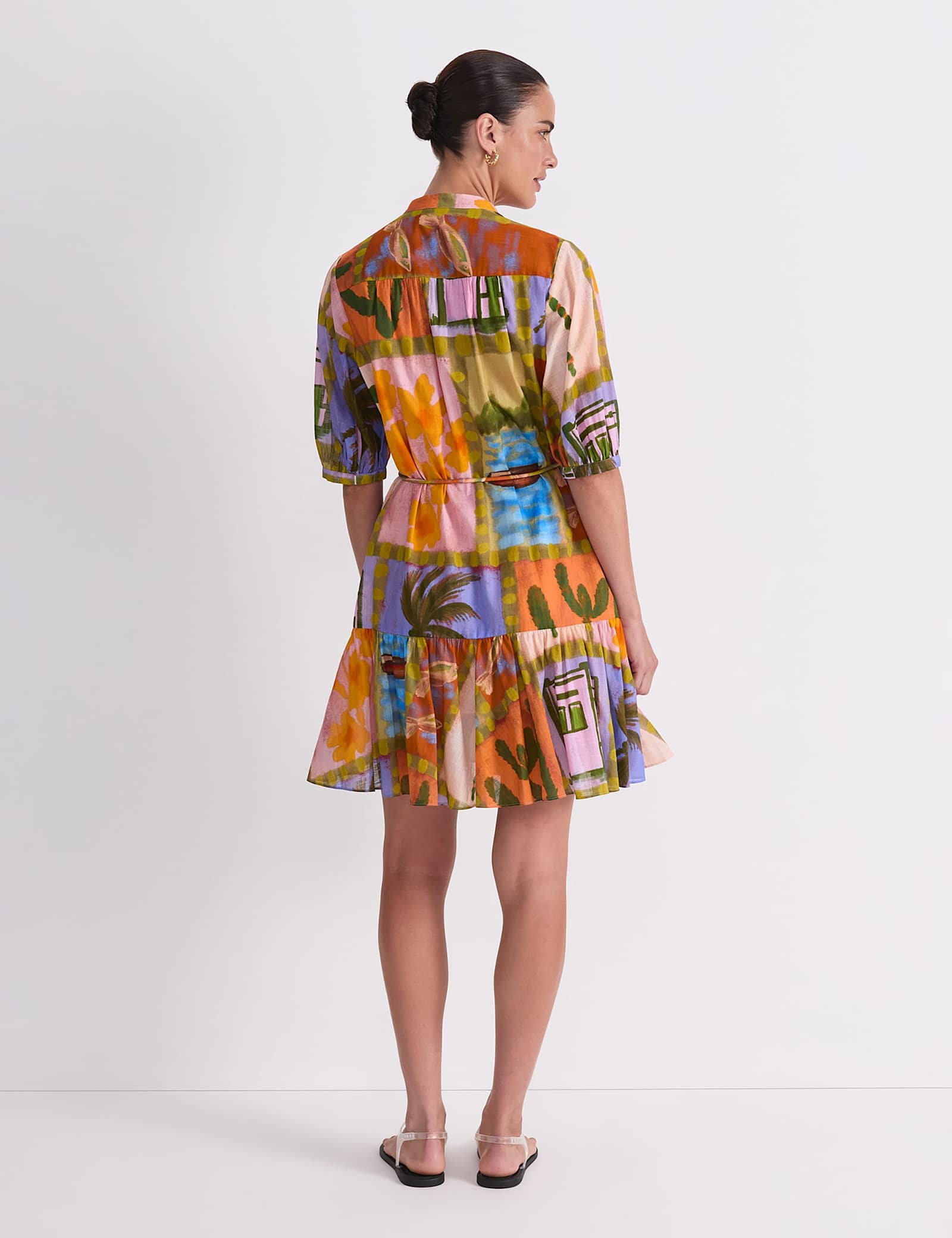 Pure Cotton Printed V-Neck Mini Dress - image 5