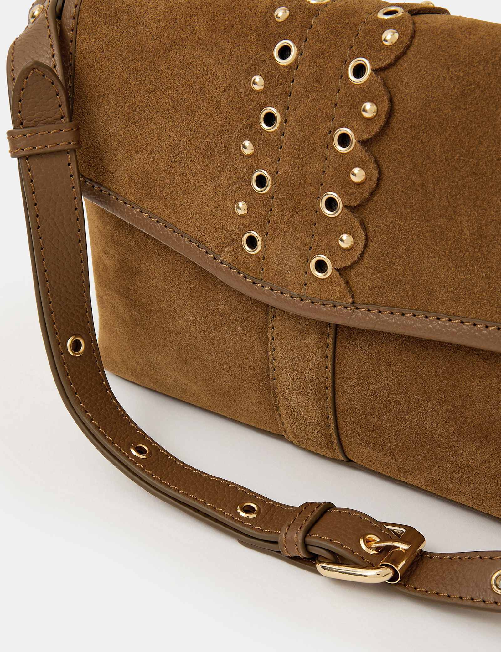 Suede Eyelet Detail Cross Body Bag - image 3
