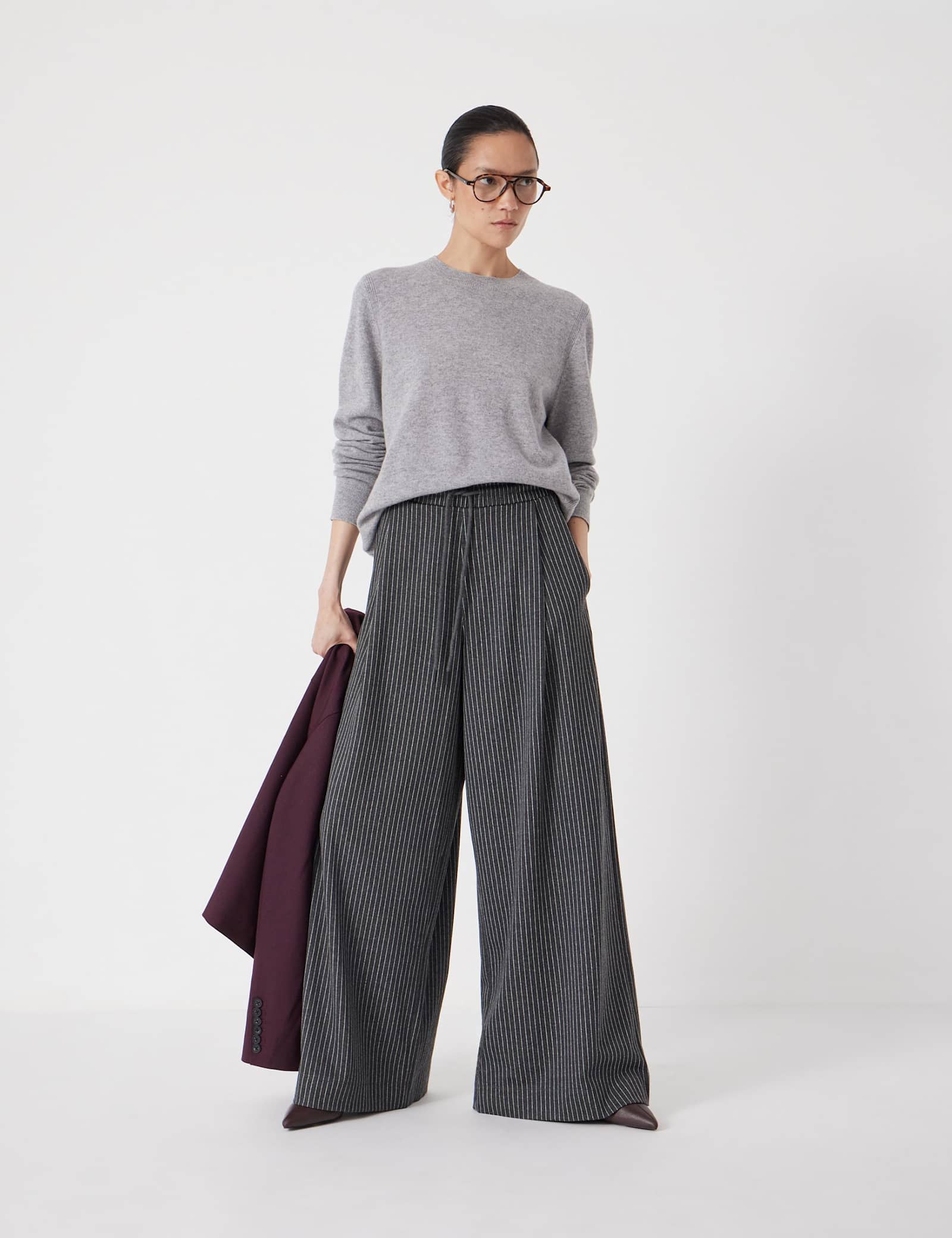 Striped Drawstring Wide Leg Trousers - image 1