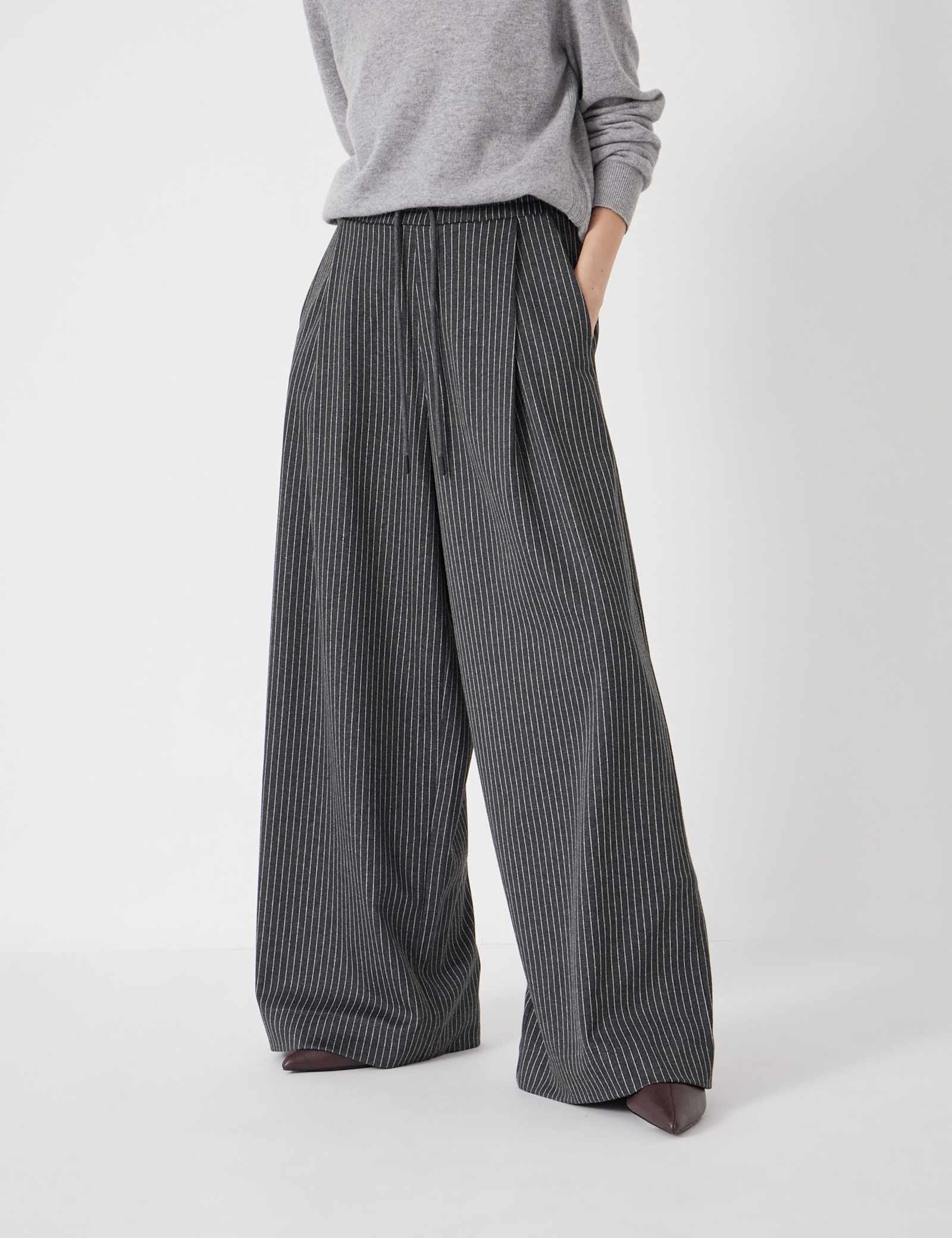 Striped Drawstring Wide Leg Trousers - image 5