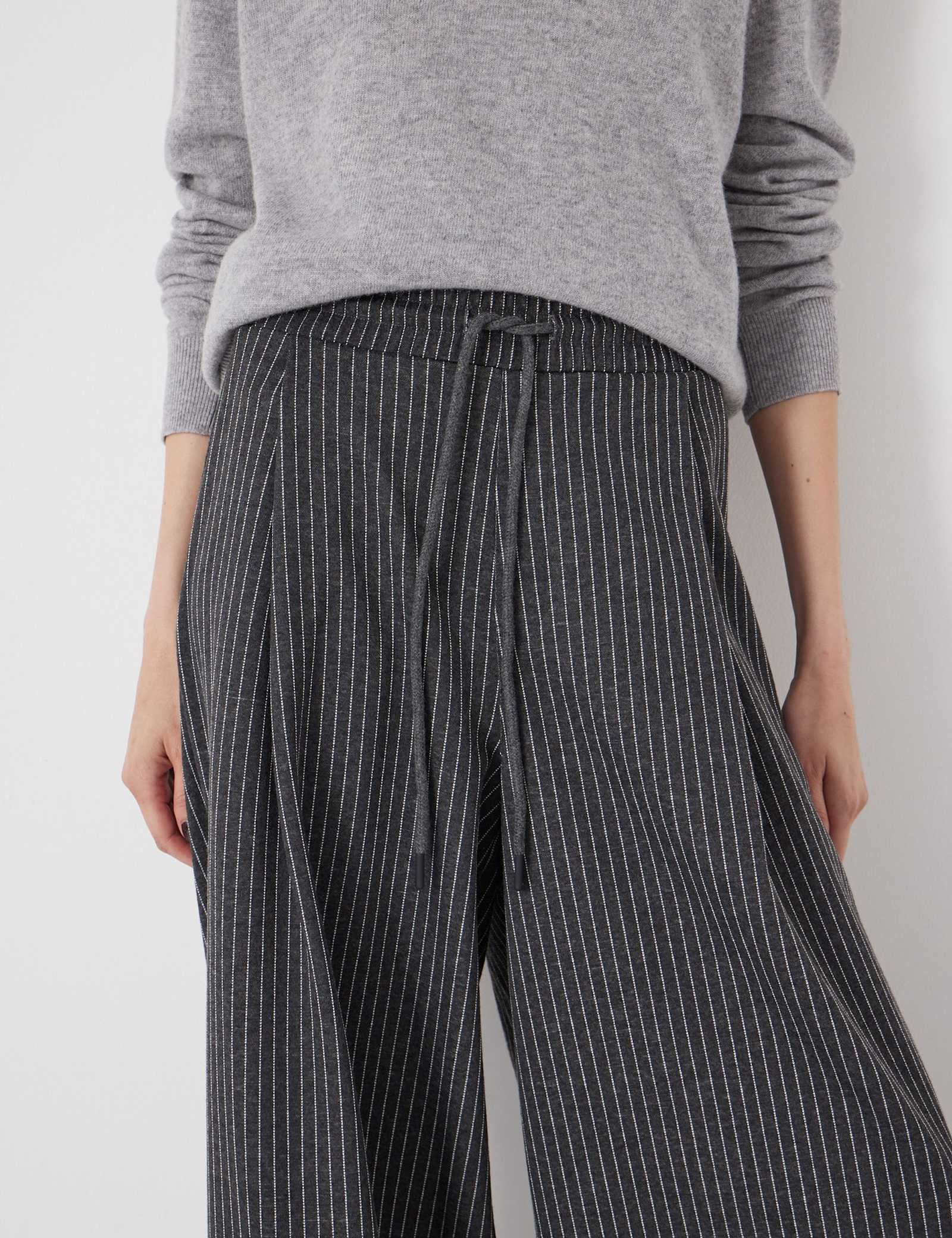 Striped Drawstring Wide Leg Trousers - image 4