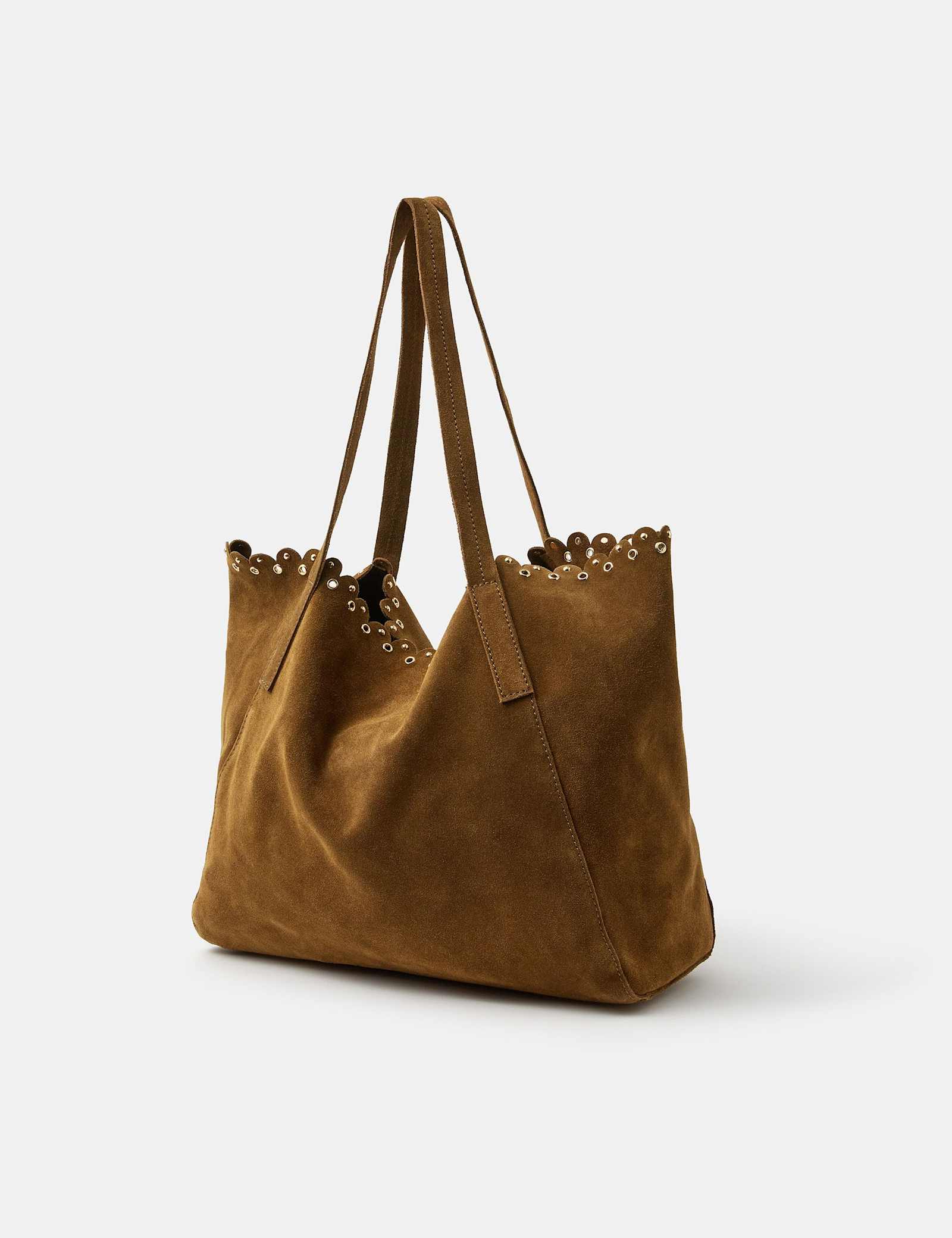 Suede Eyelet Detail Tote Bag - image 5