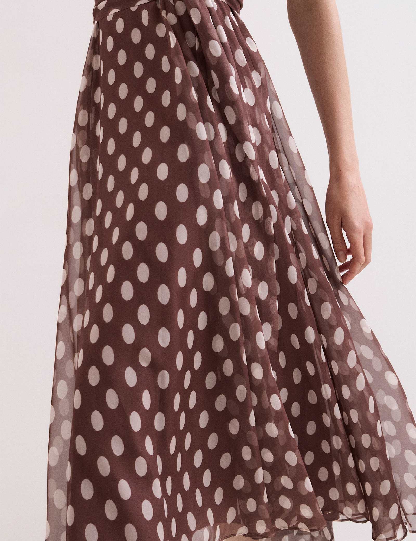 Spot Print Bow Detail Midi Skater Dress - image 5