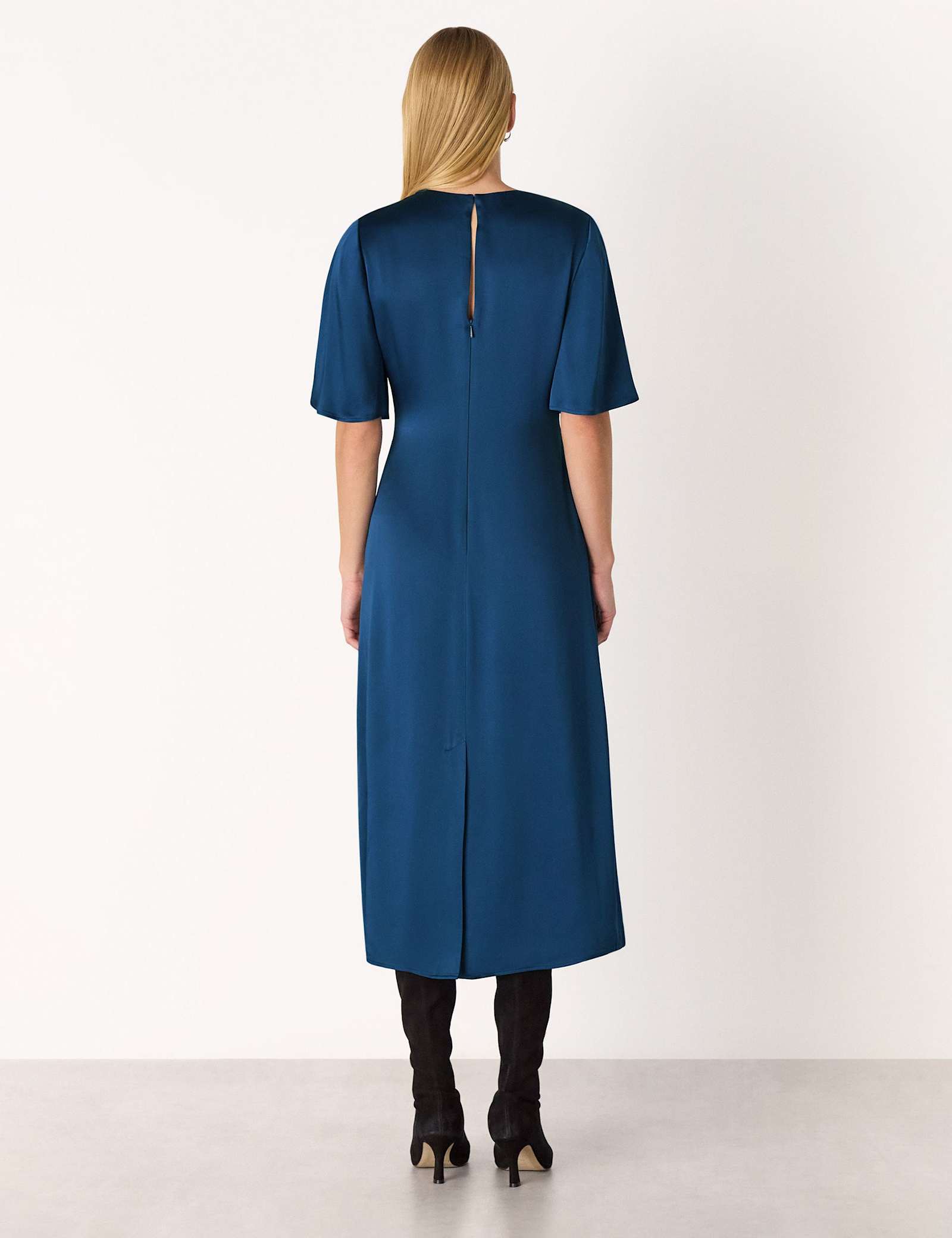 Satin Twist Front Midi Waisted Dress - image 5