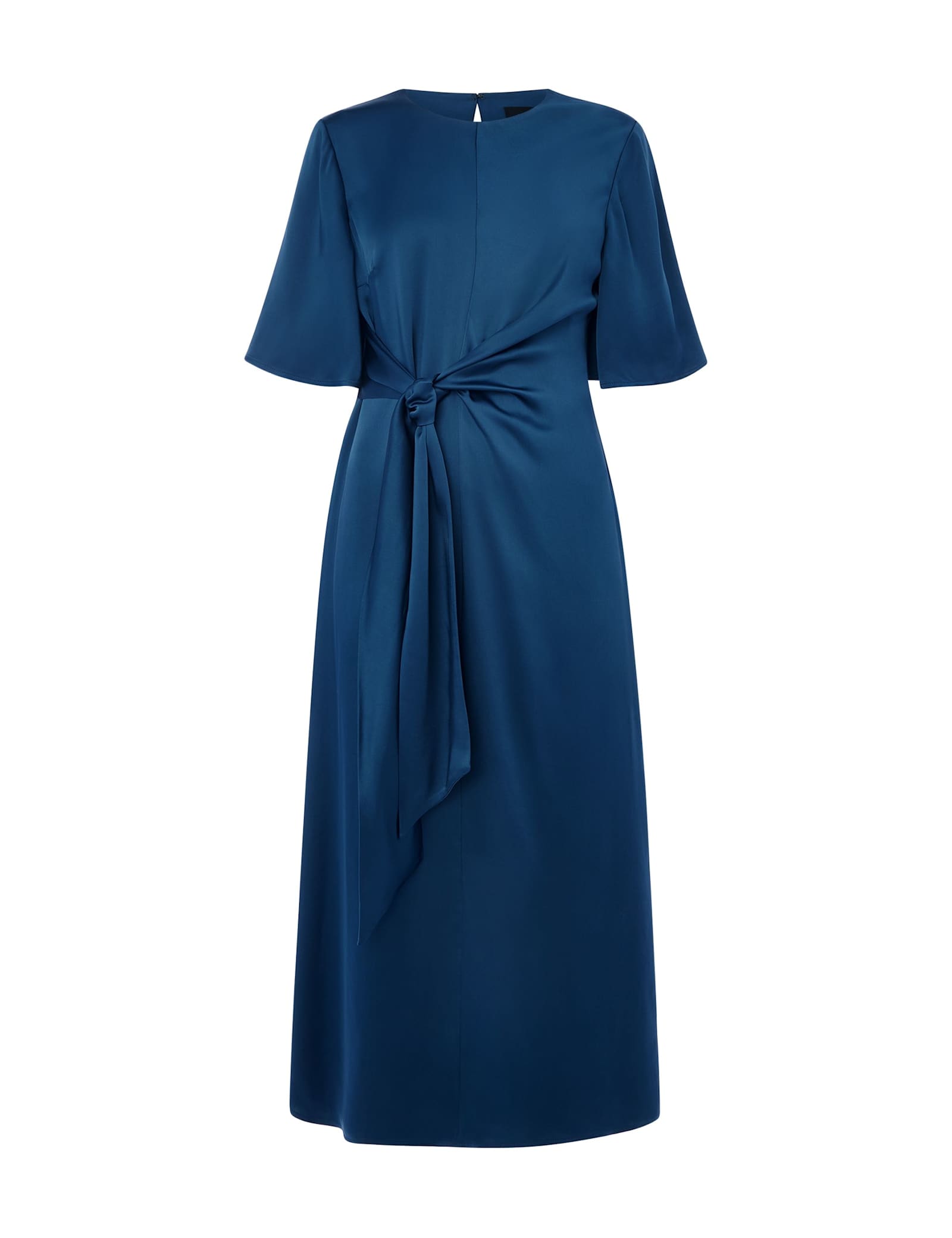Satin Twist Front Midi Waisted Dress - image 1