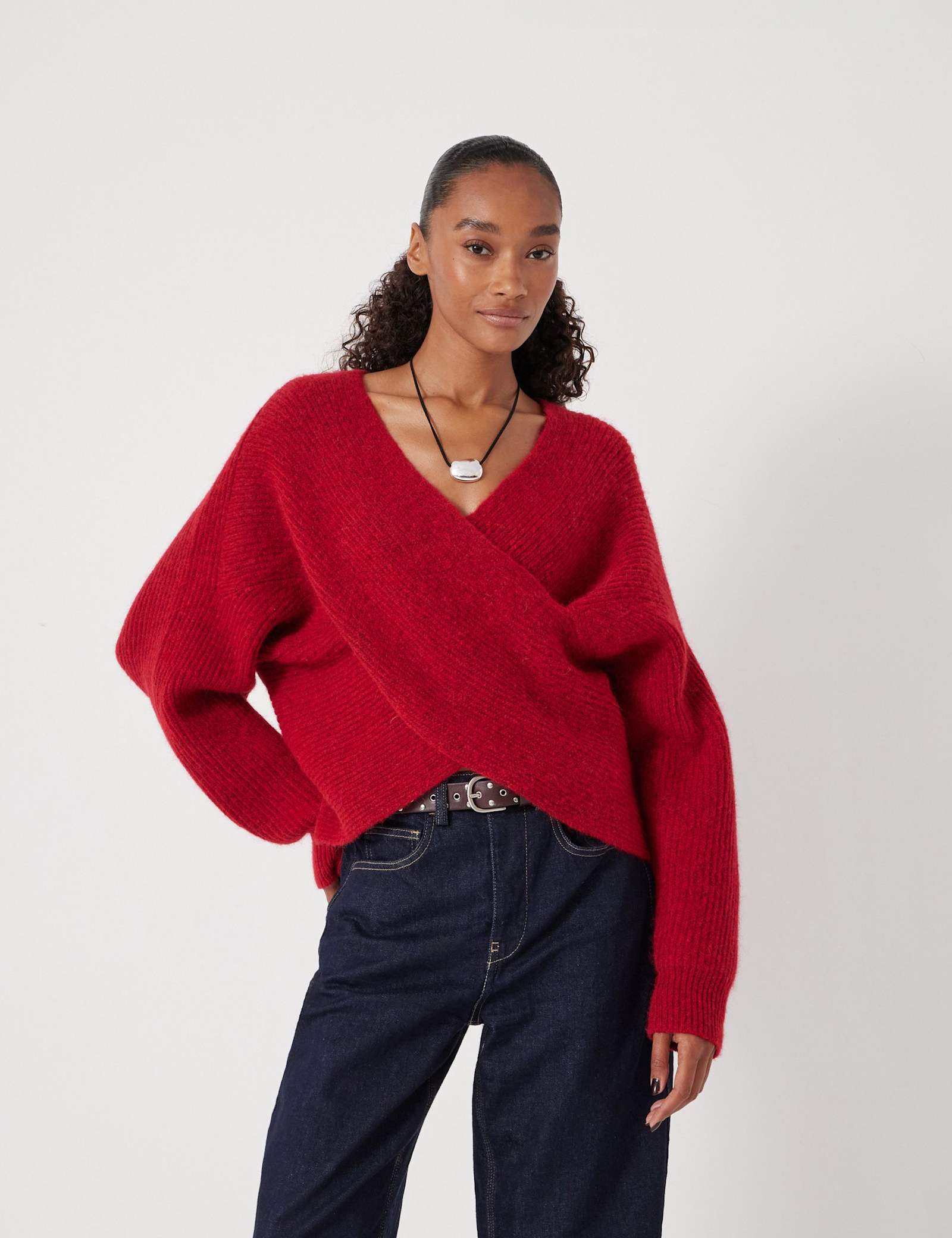 Wool Blend Ribbed Cross Front Jumper - image 4