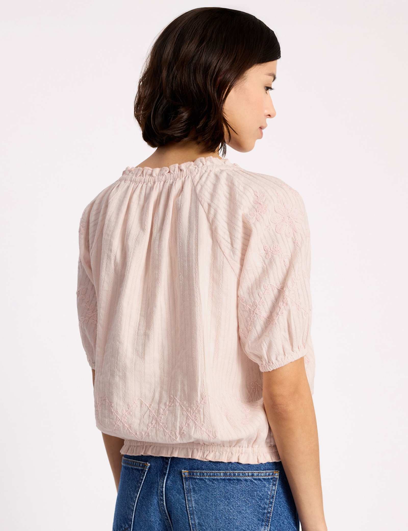 Pure Cotton Embroidered Scoop Neck Top - image 5
