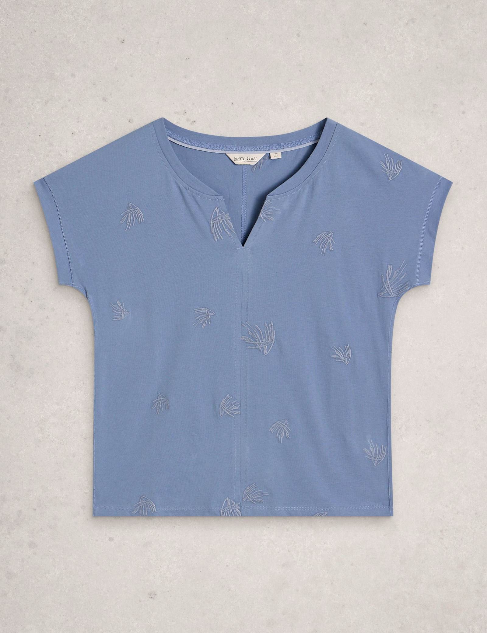 Embroidered Notch Neck T-Shirt - image 1