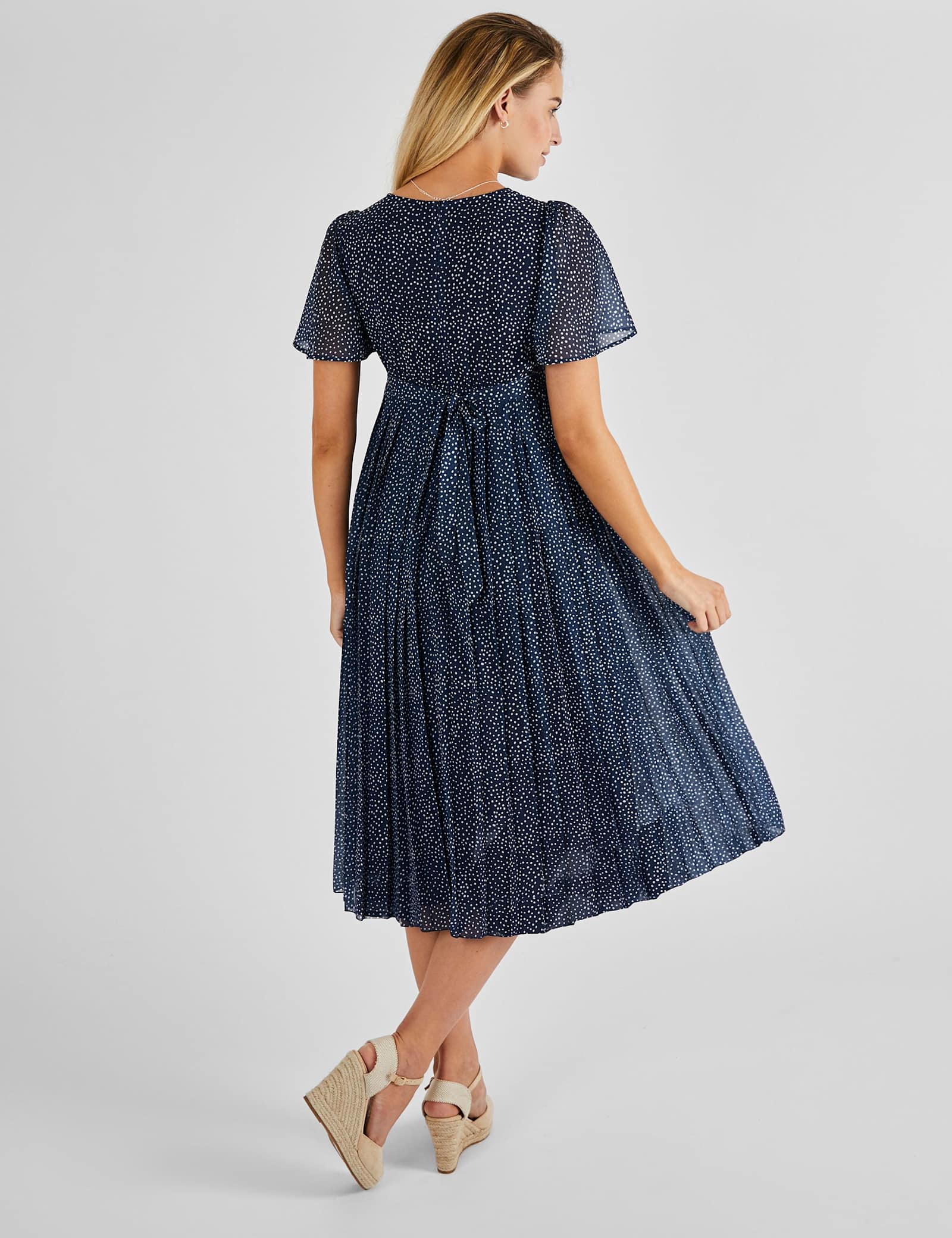 Maternity Chiffon Polka Dot Midi Dress - image 2