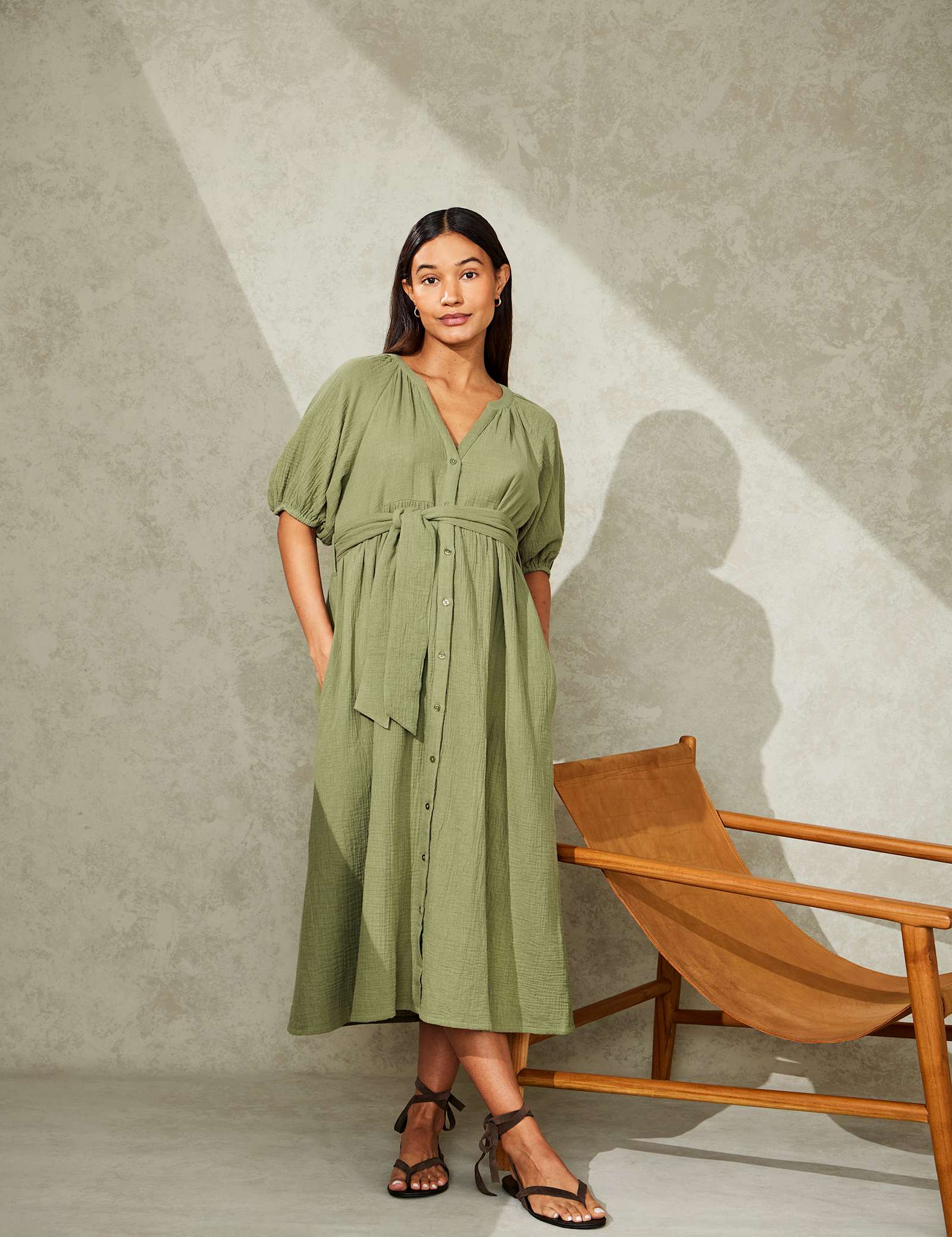 Maternity Pure Cotton Midi Shirt Dress - image 1