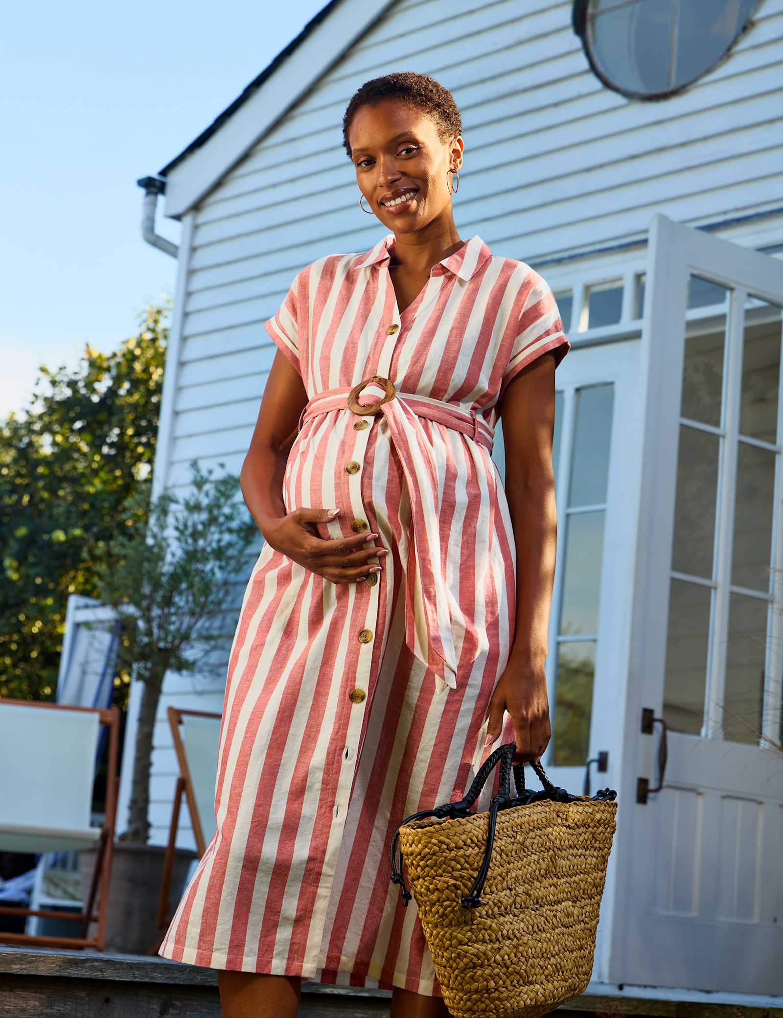 Maternity Pure Cotton Striped Midi Dress - image 1