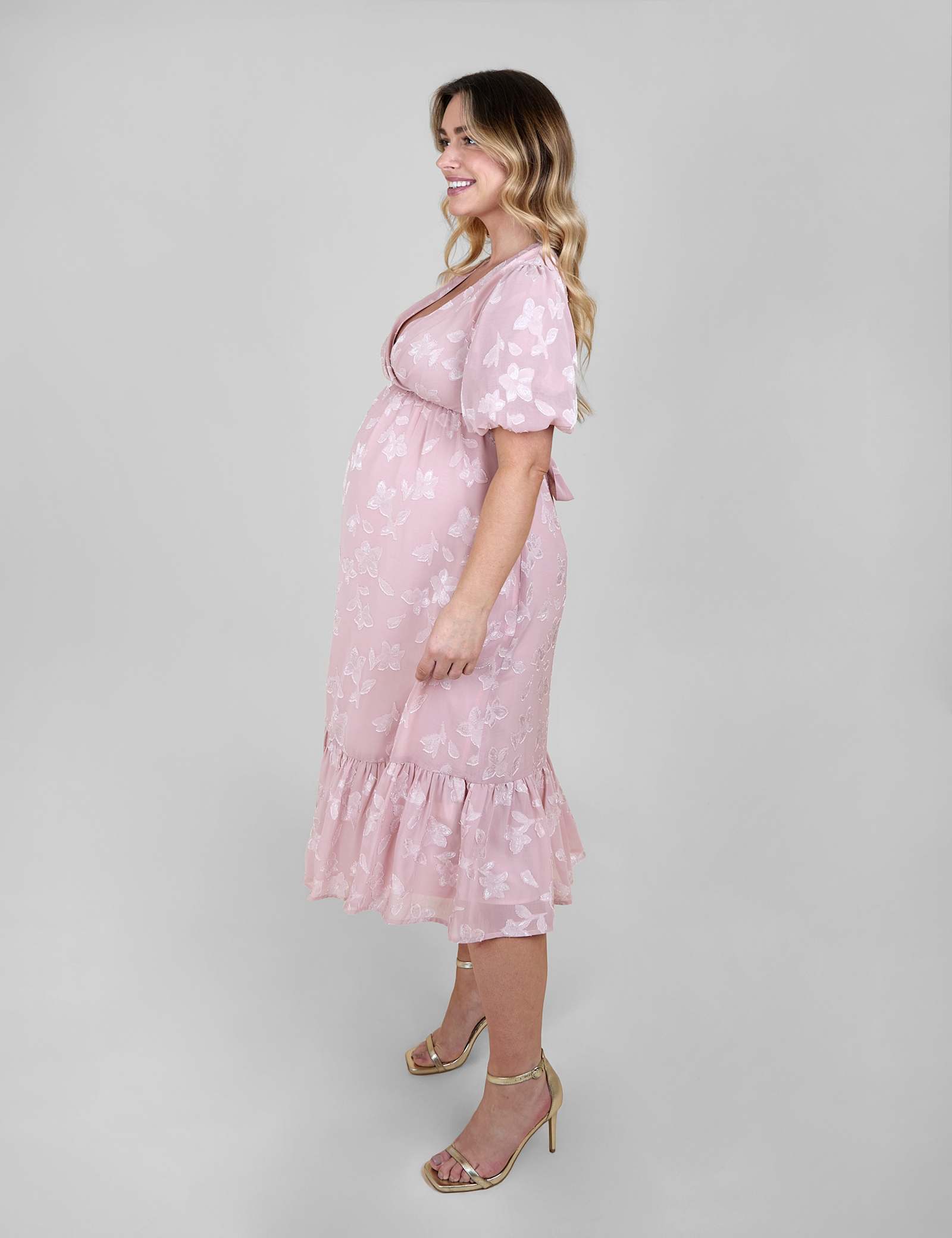 Maternity Floral V-Neck Midi Skater Dress - image 2