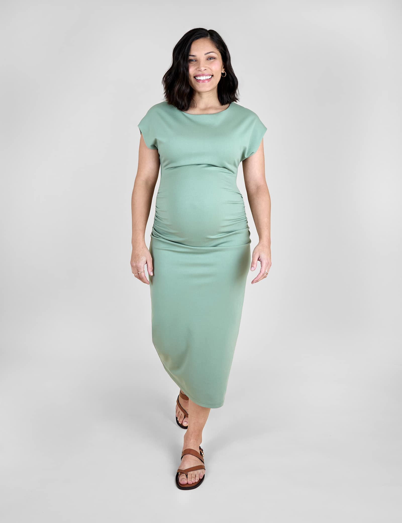 Maternity Ruched Midi Bodycon Dress - image 5