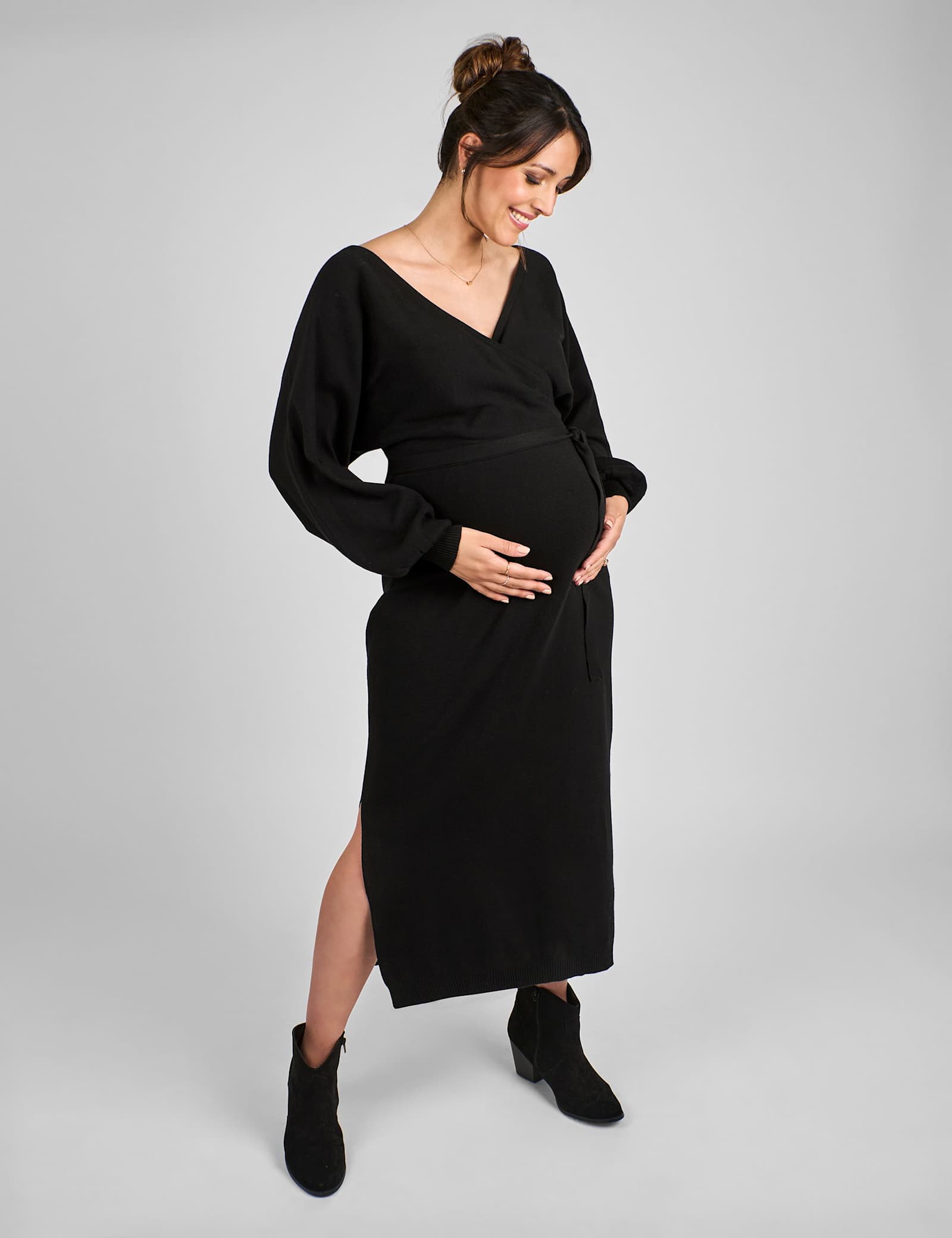 Maternity Knitted V-Neck Midi Jumper Dress - image 4