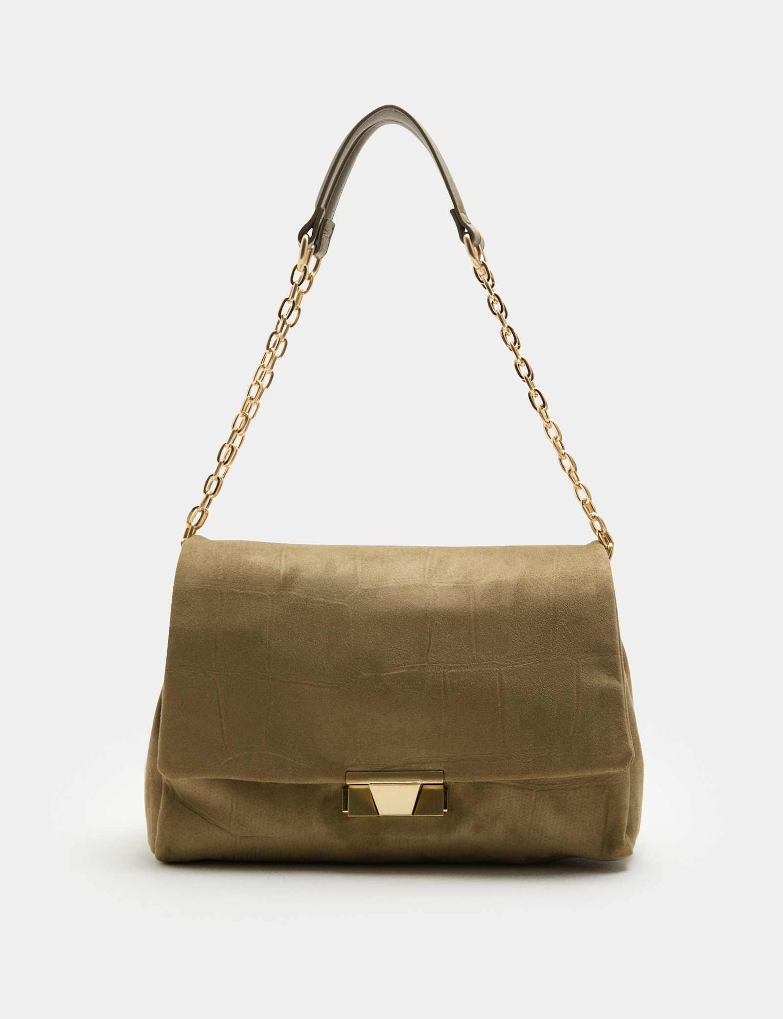 Suedette Croc Effect Double Chain Shoulder Bag - image 2