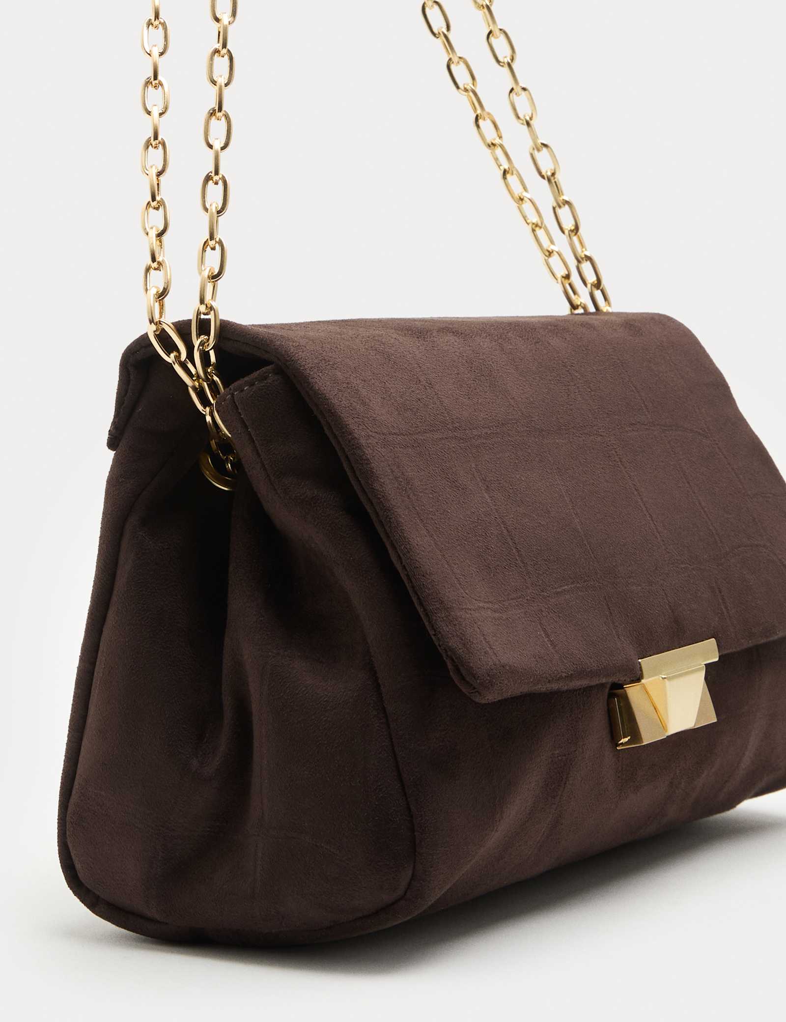 Suedette Croc Effect Double Chain Shoulder Bag - image 3