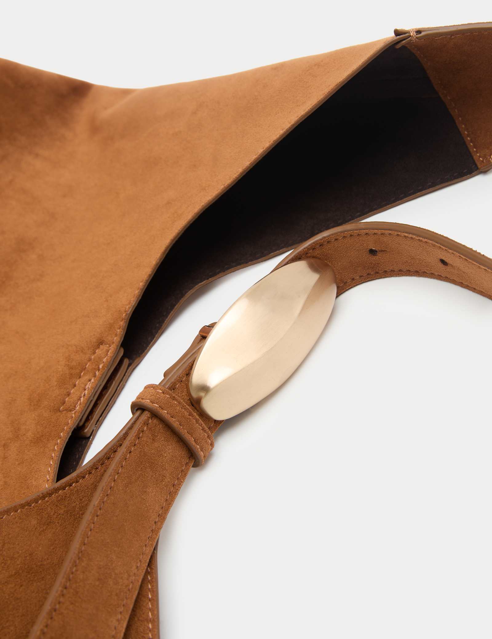Faux Suede Hardware Shoulder Bag - image 5