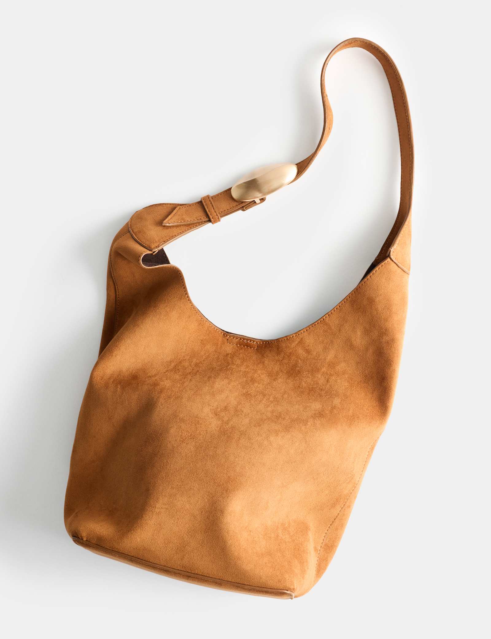 Faux Suede Hardware Shoulder Bag - image 1