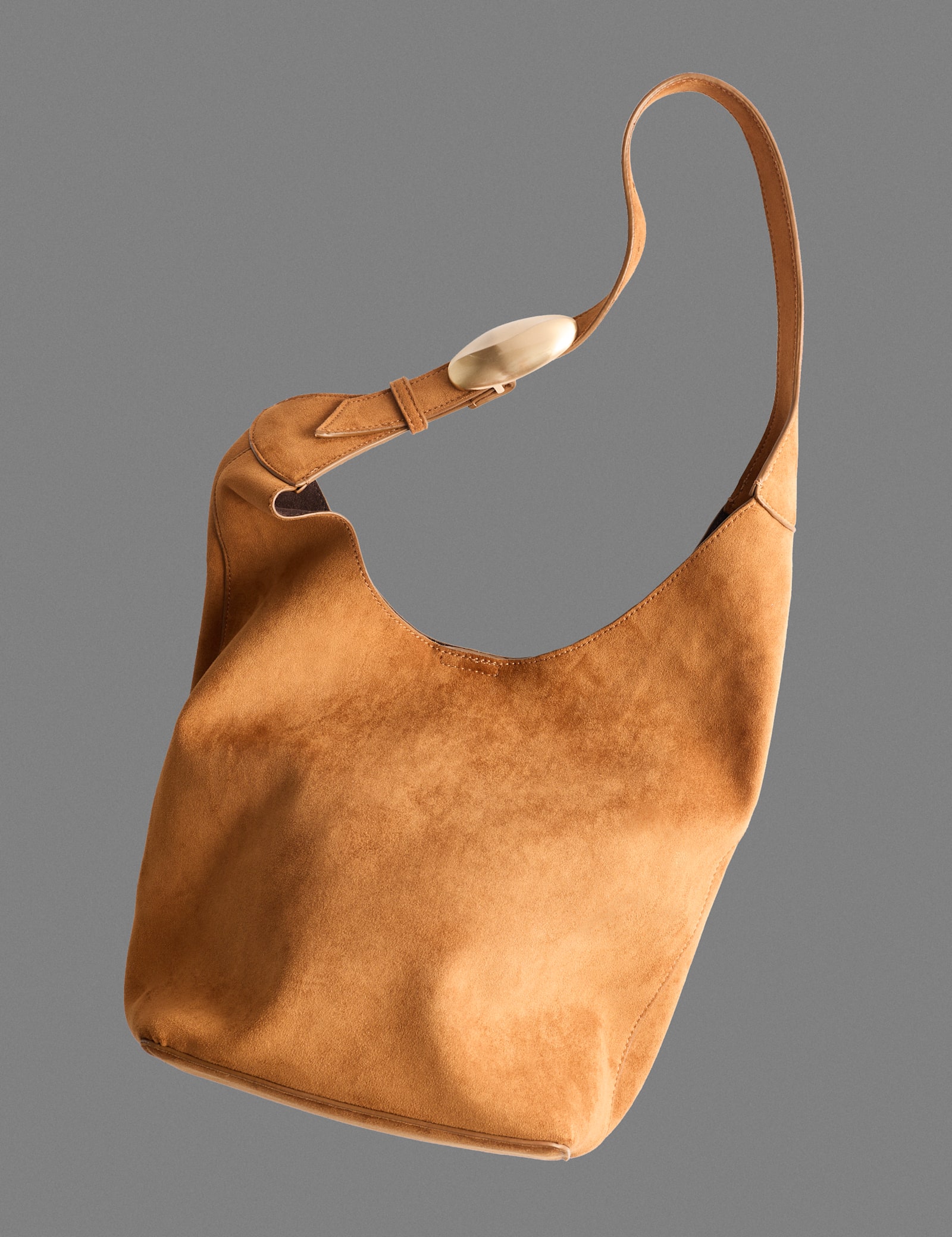 Faux Suede Hardware Shoulder Bag - image 3