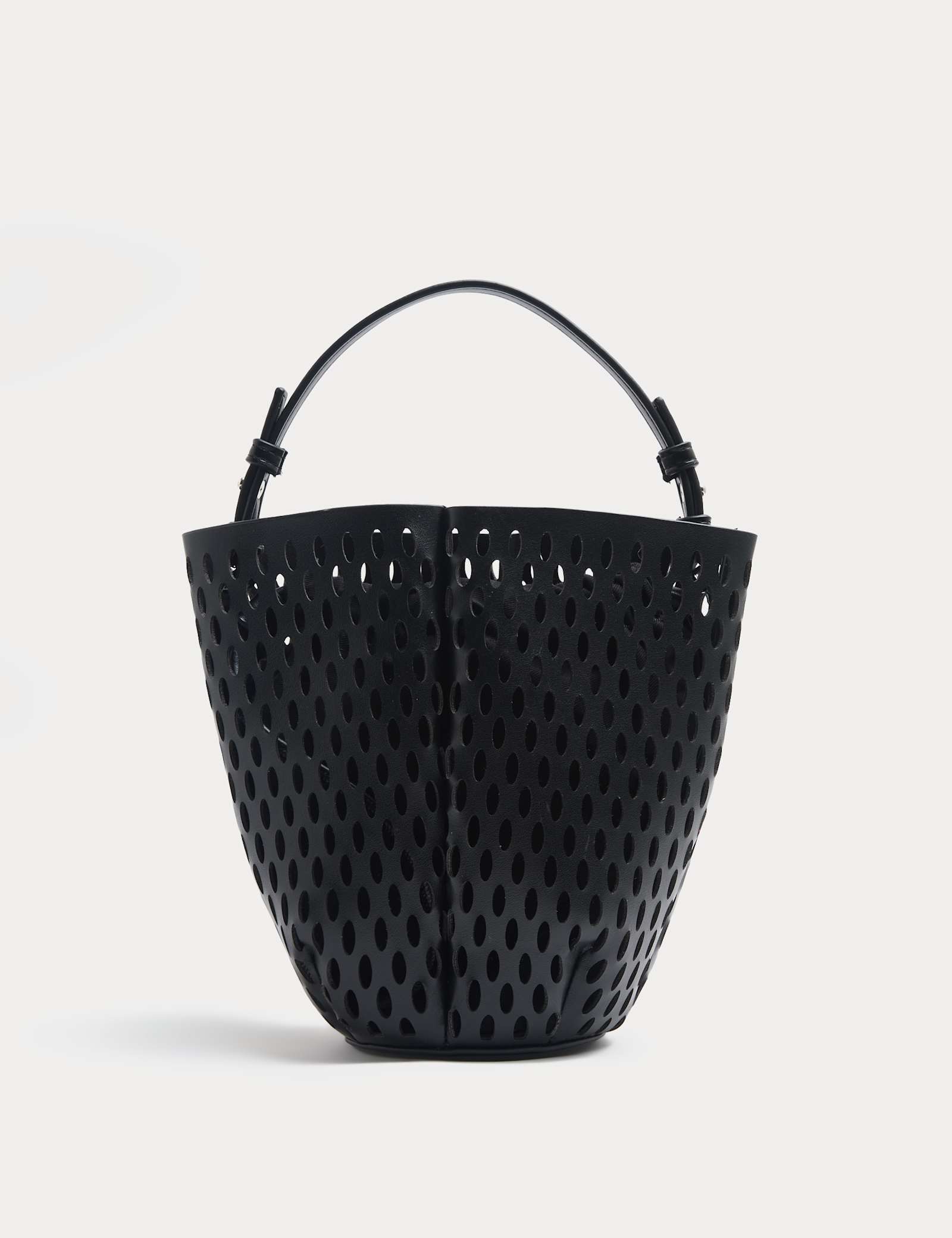 Faux Leather Laser Cut Tulip Bucket Bag QT - image 1