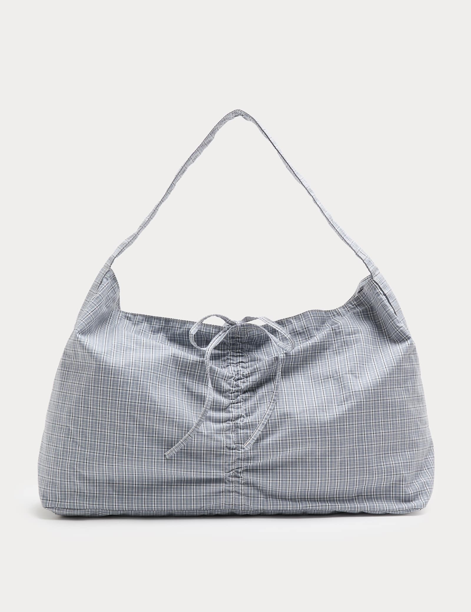 Checked Ruched Tie Shoulder Bag - image 3
