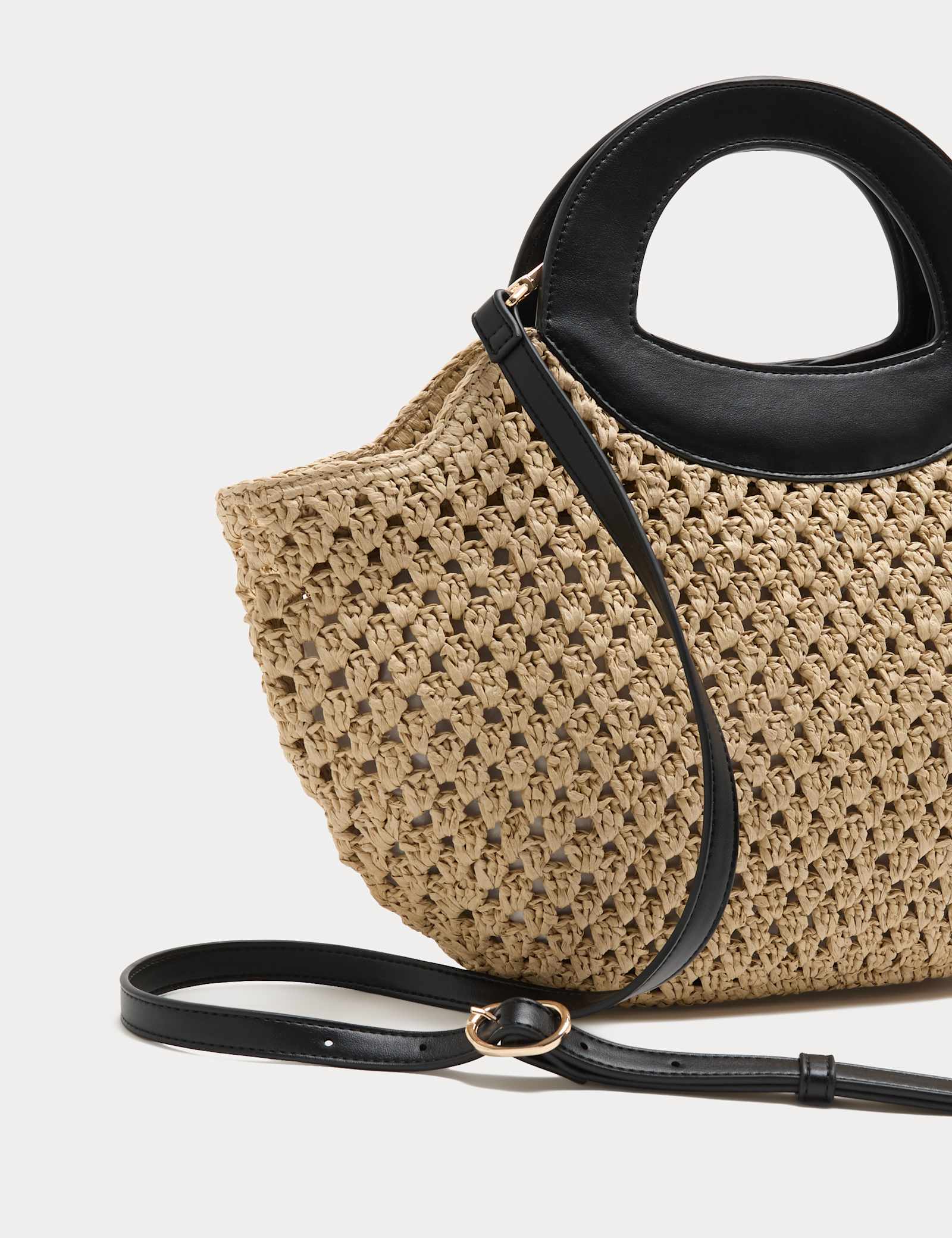 Straw Ring Detail Basket Tote - image 3