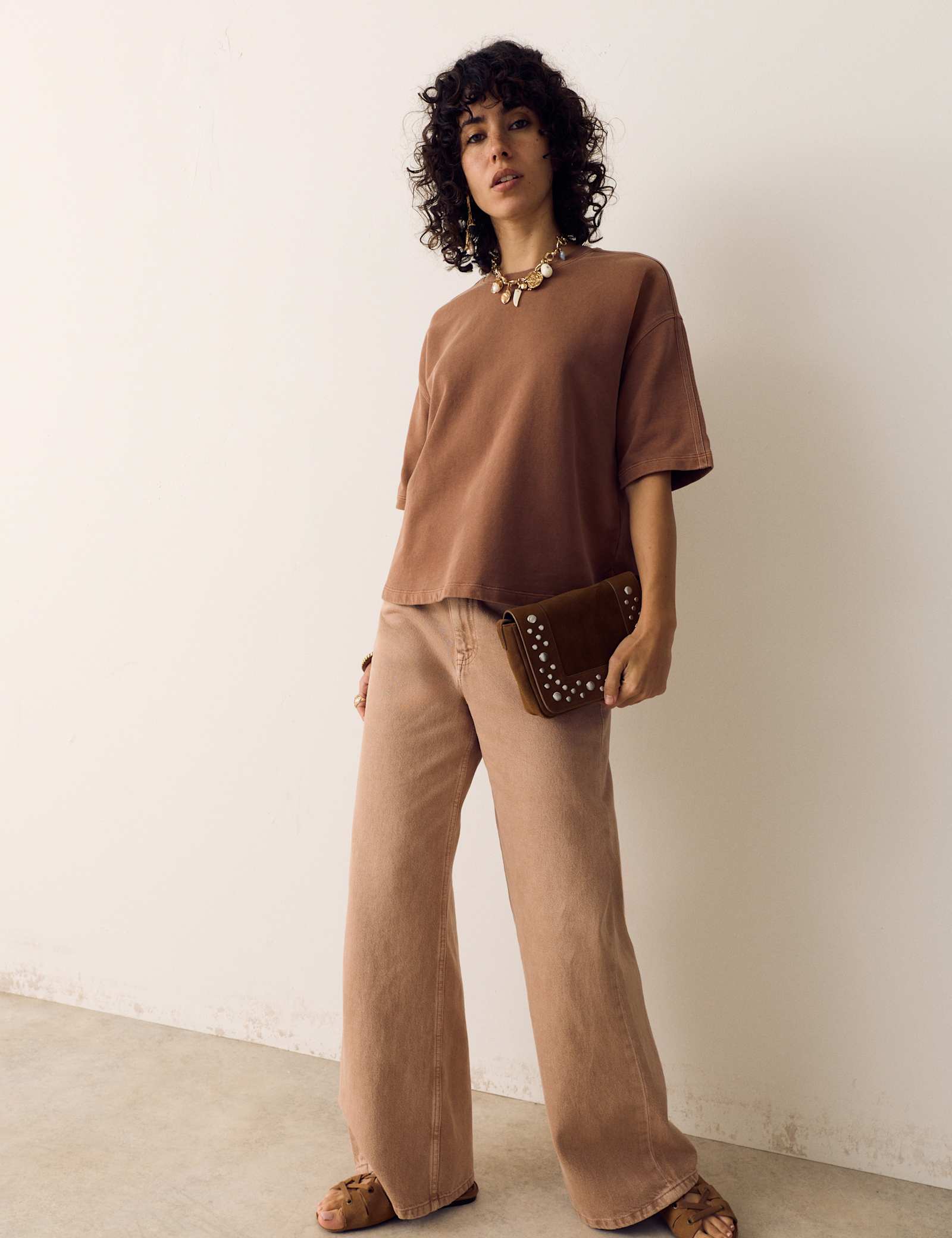Suede Studded Cross Body Bag - image 5