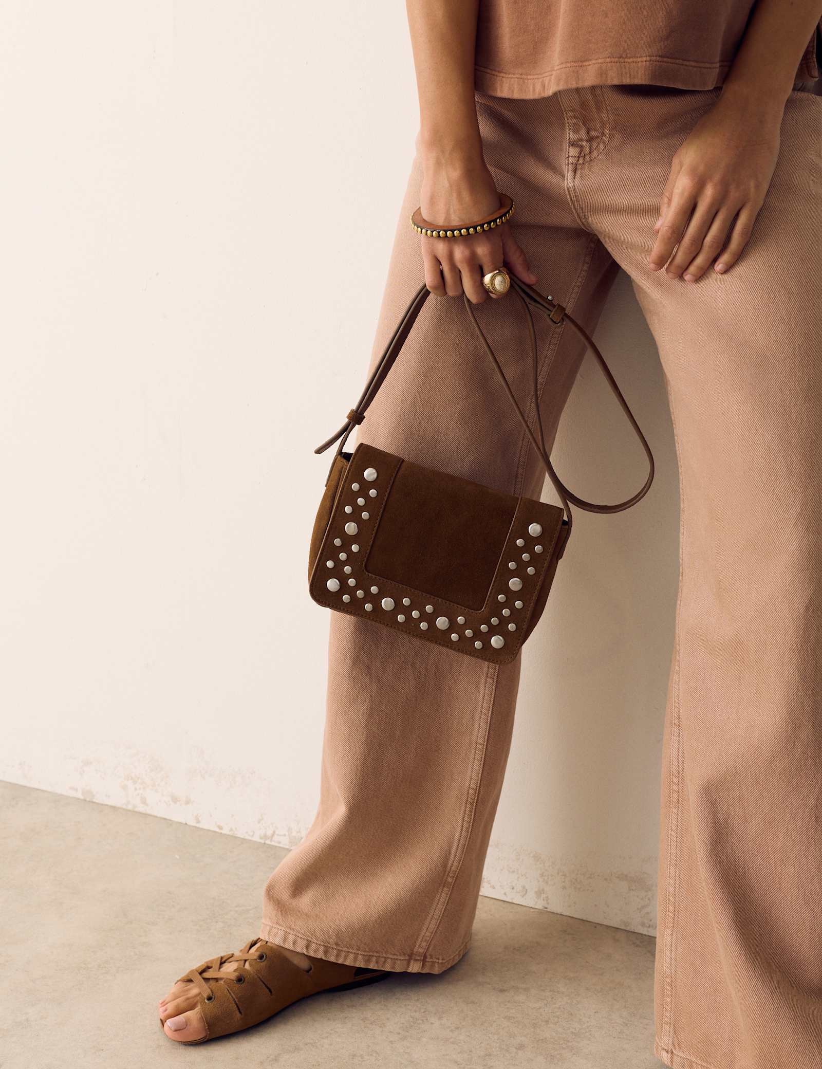 Suede Studded Cross Body Bag - image 4
