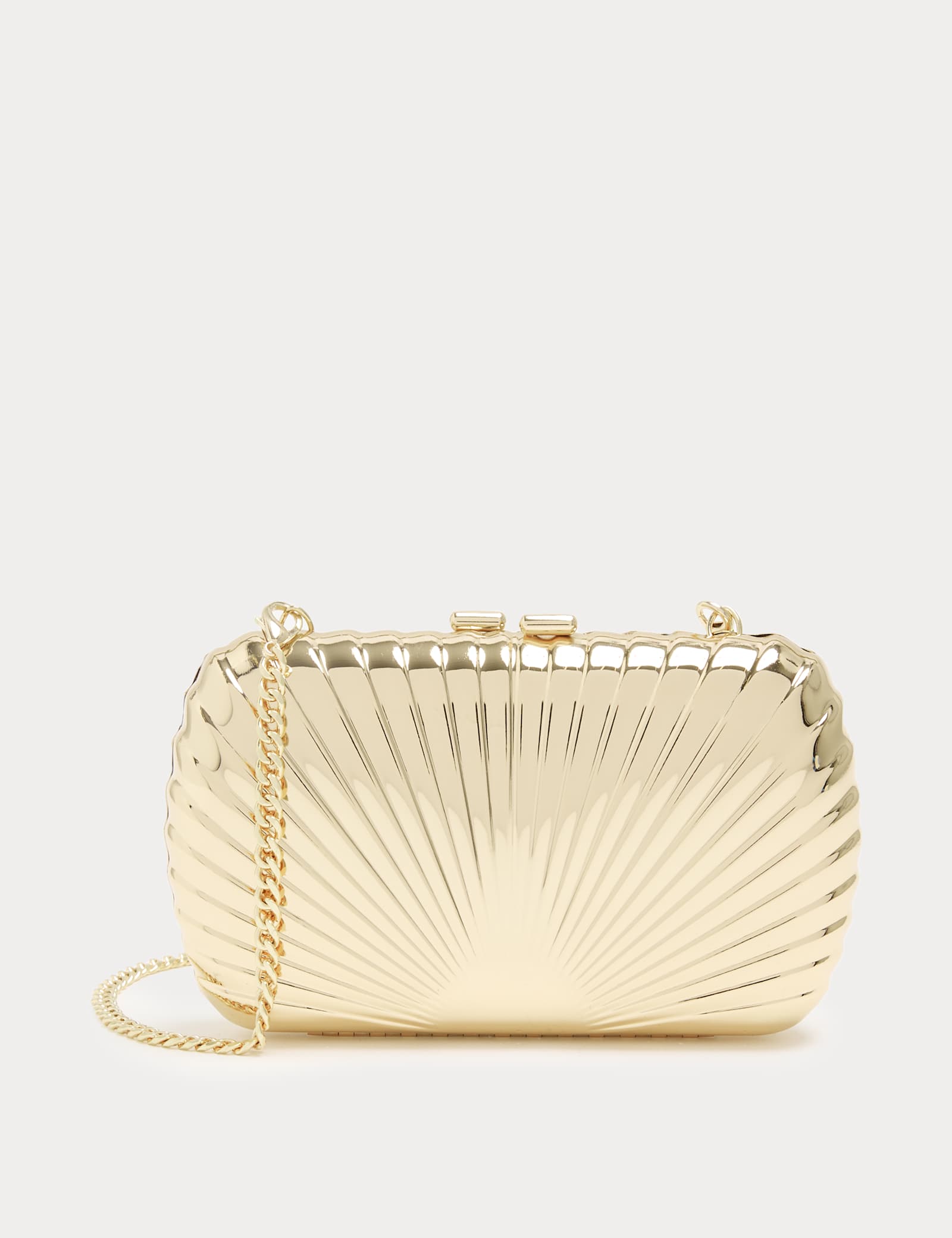 Gold Textured Chain Strap Clutch Bag - image 2