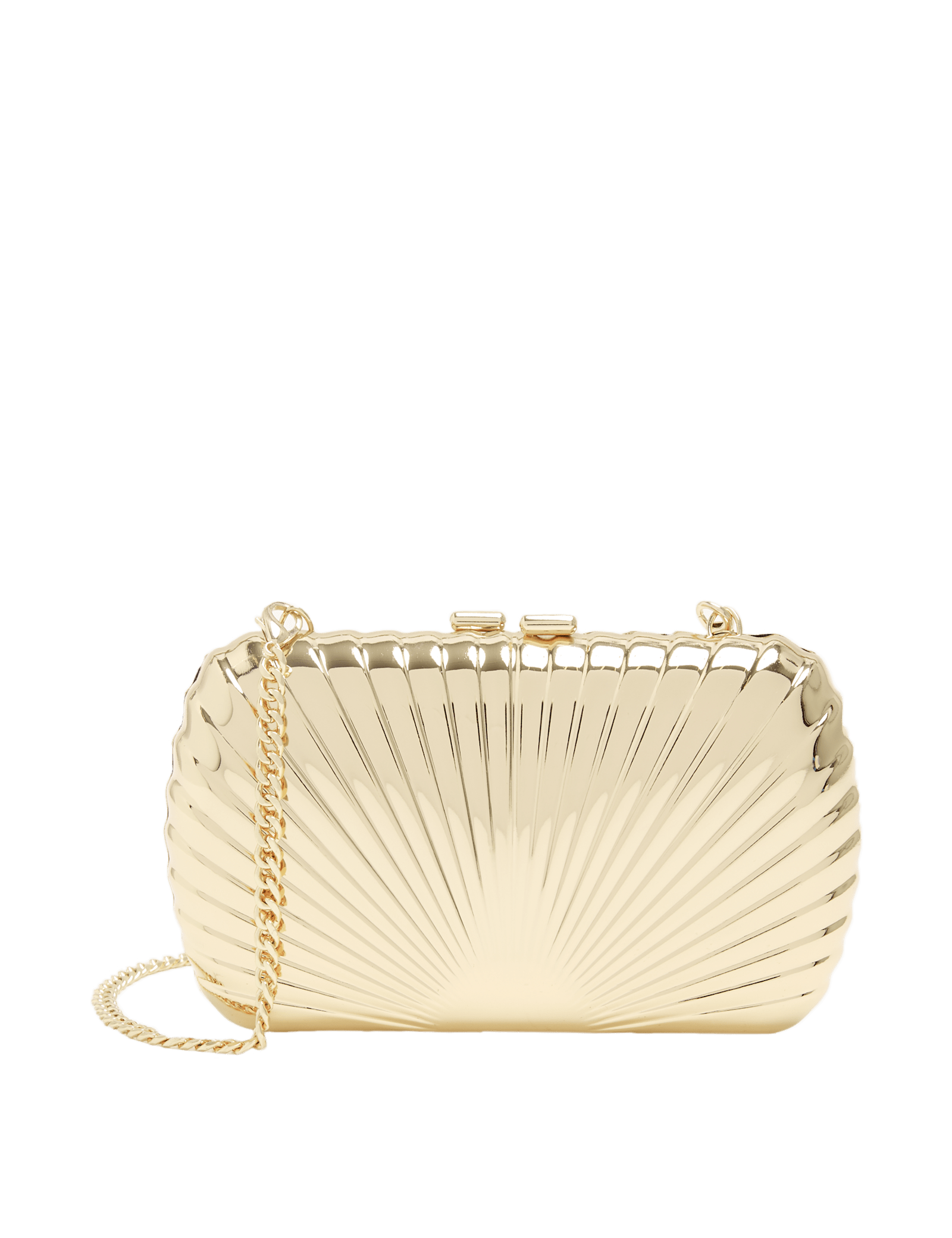 Gold Textured Chain Strap Clutch Bag - image 3