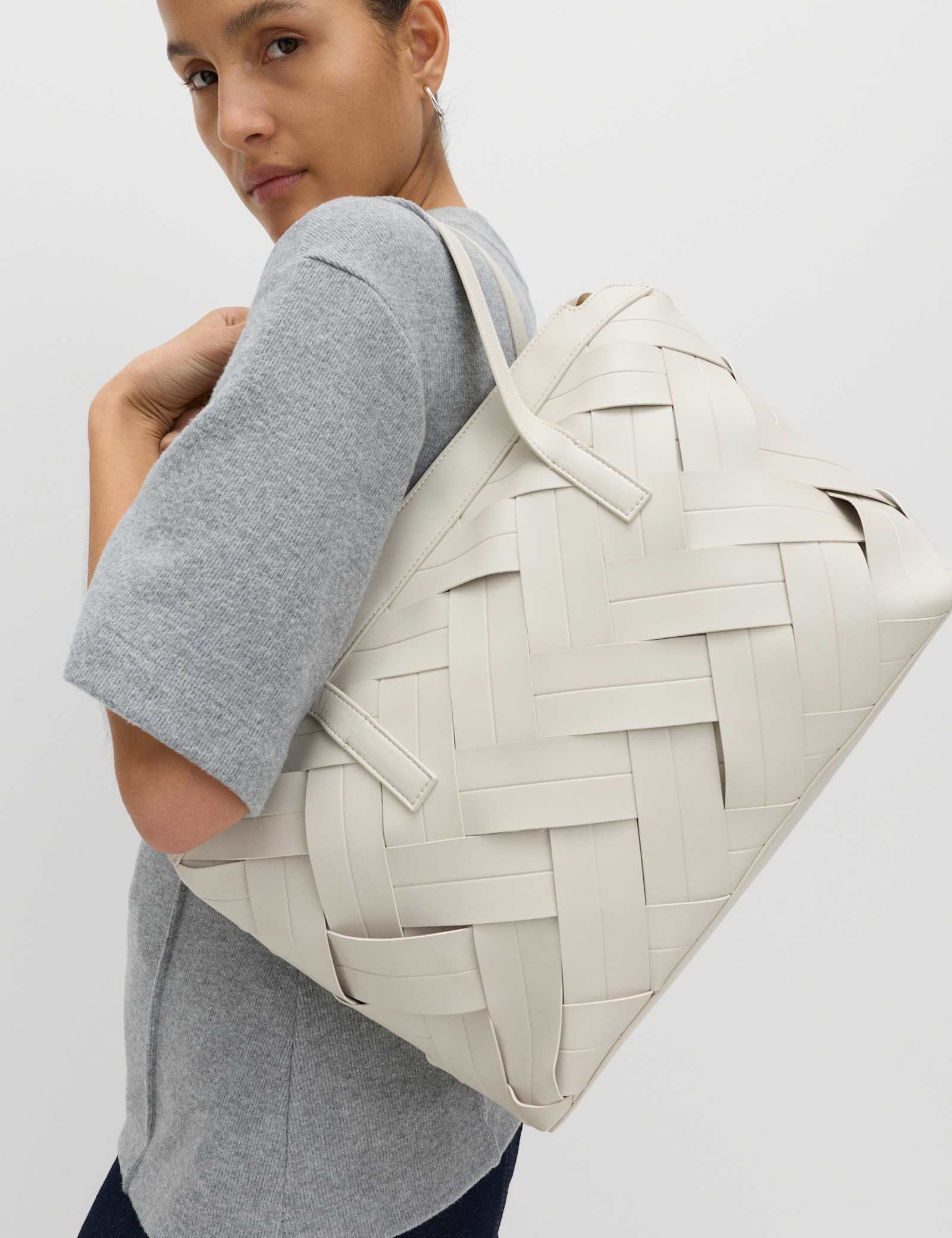 Faux Leather Woven Shoulder Bag - image 3