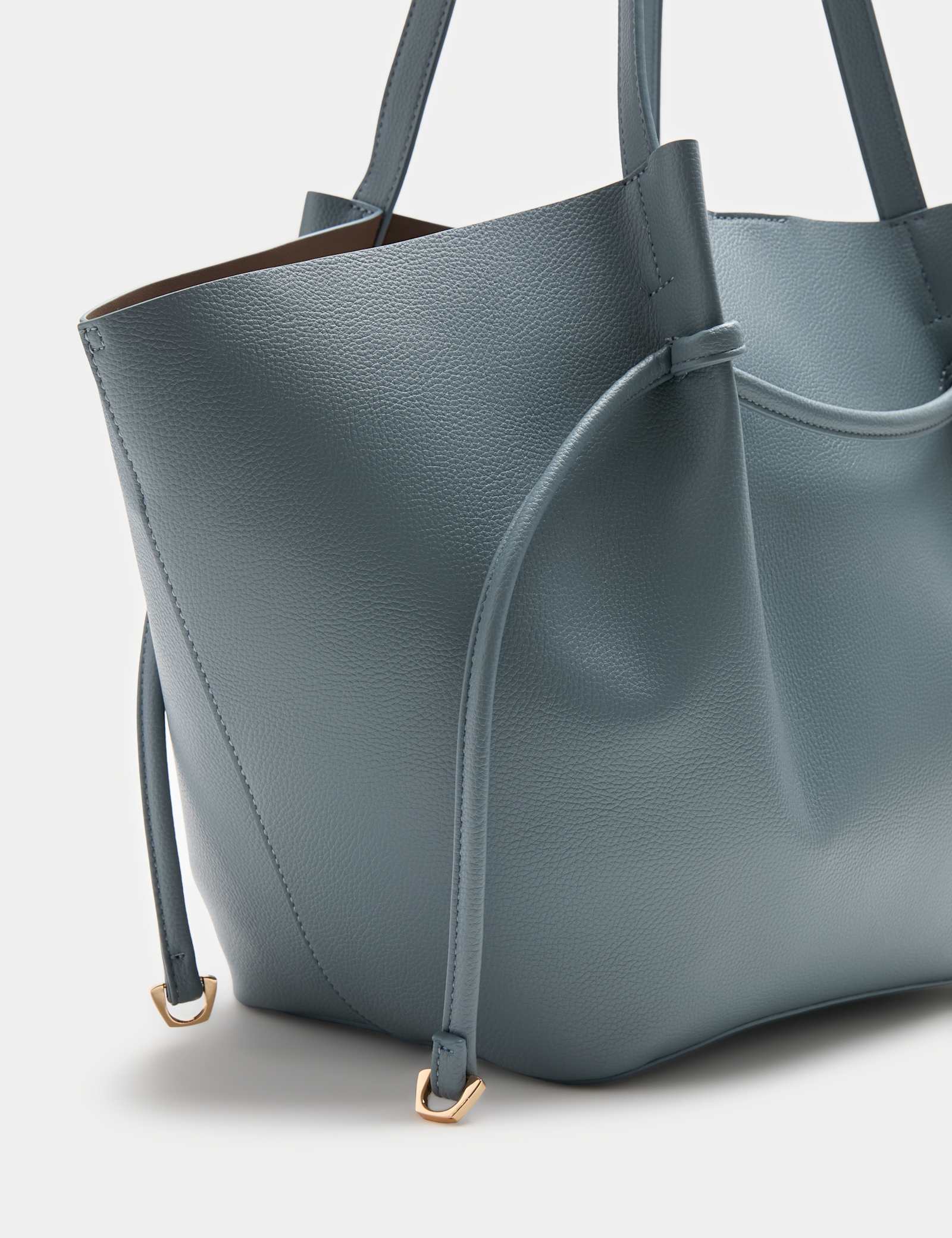 Faux Leather Pinched Strap Detail Tote Bag - image 3