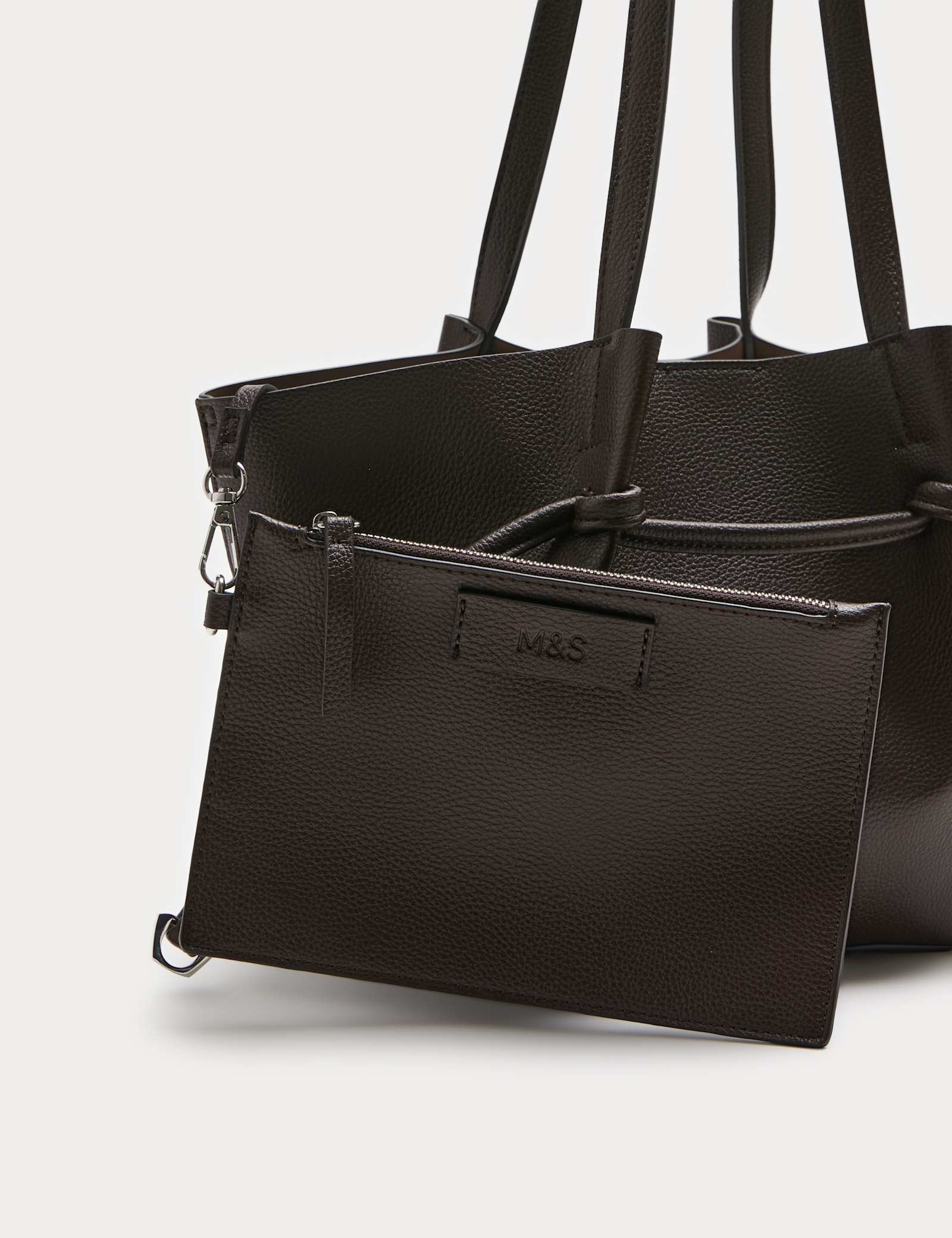 Faux Leather Pinched Mini Tote Bag - image 5
