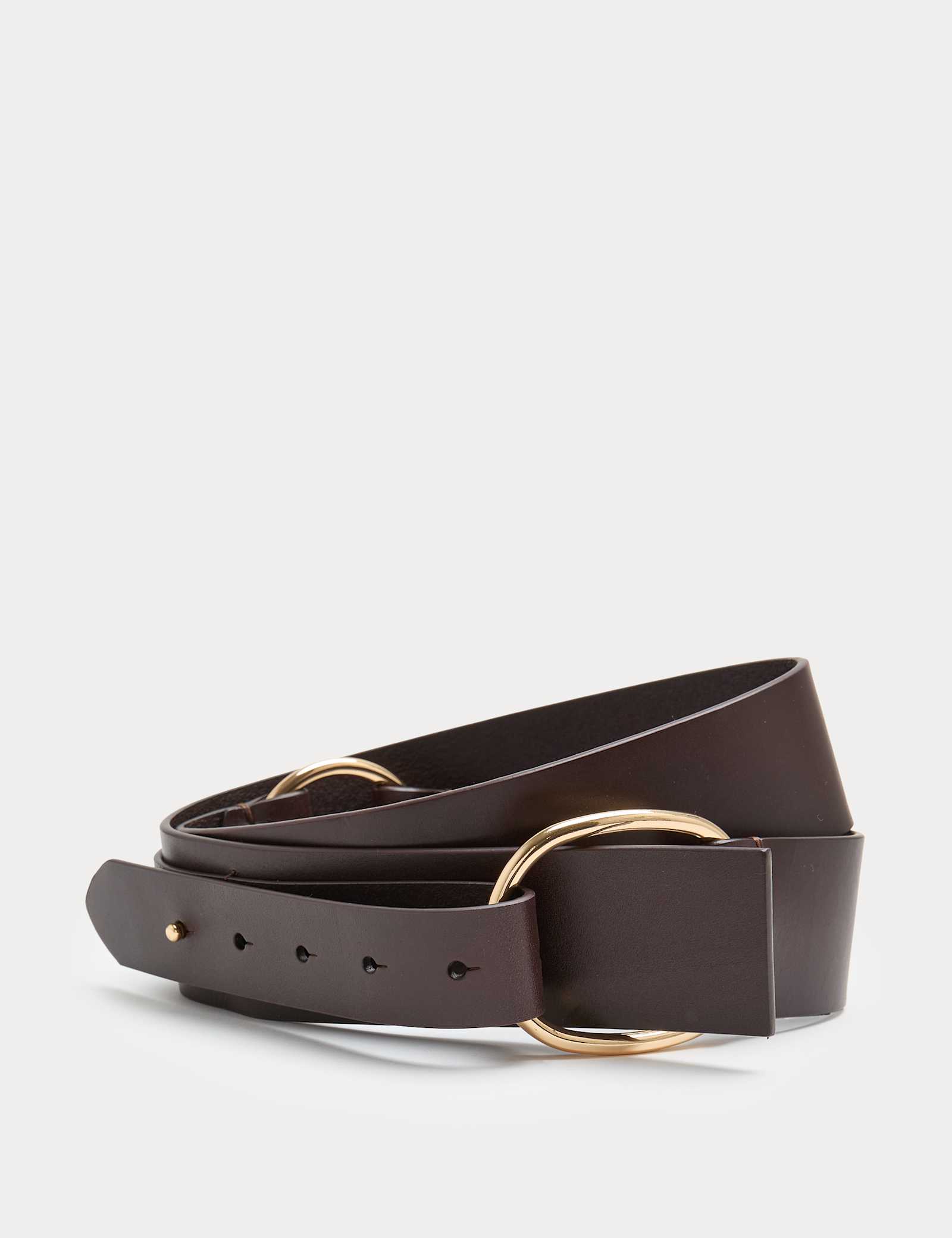 Leather Wide Double D-Ring Jeans Belt - image 1