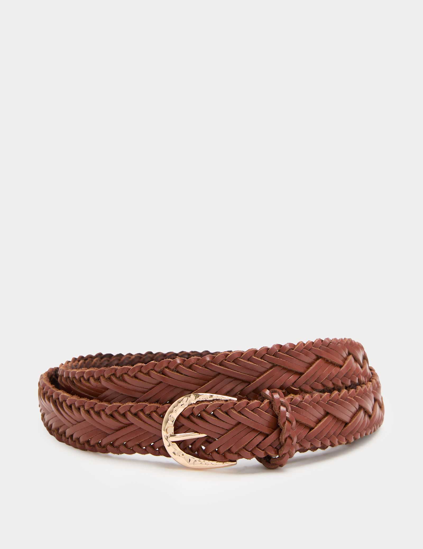 Leather Skinny Weave Waist Belt - image 1